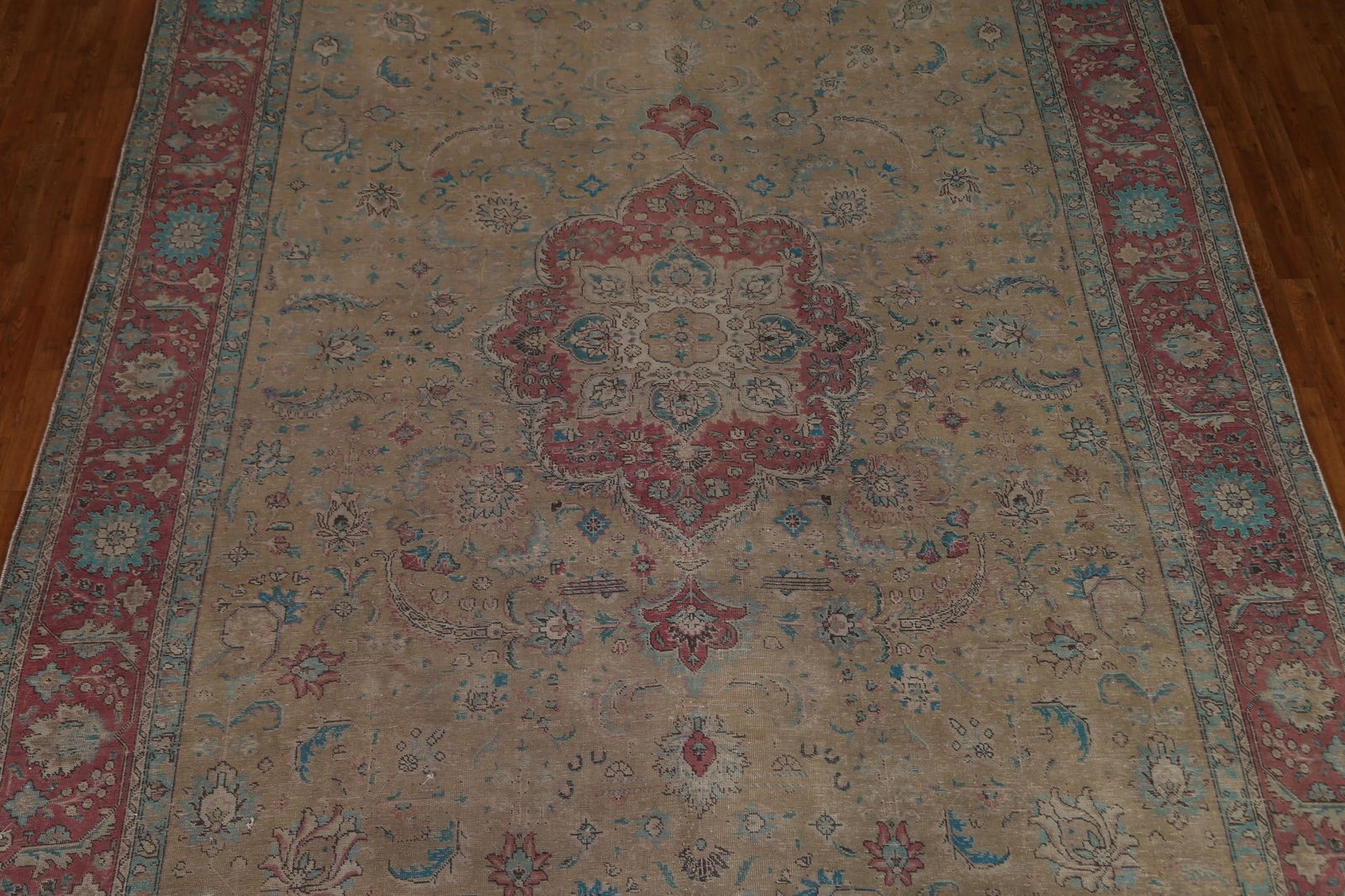 Antique Brown Tabriz Persian Area Rug 10x13 - 4