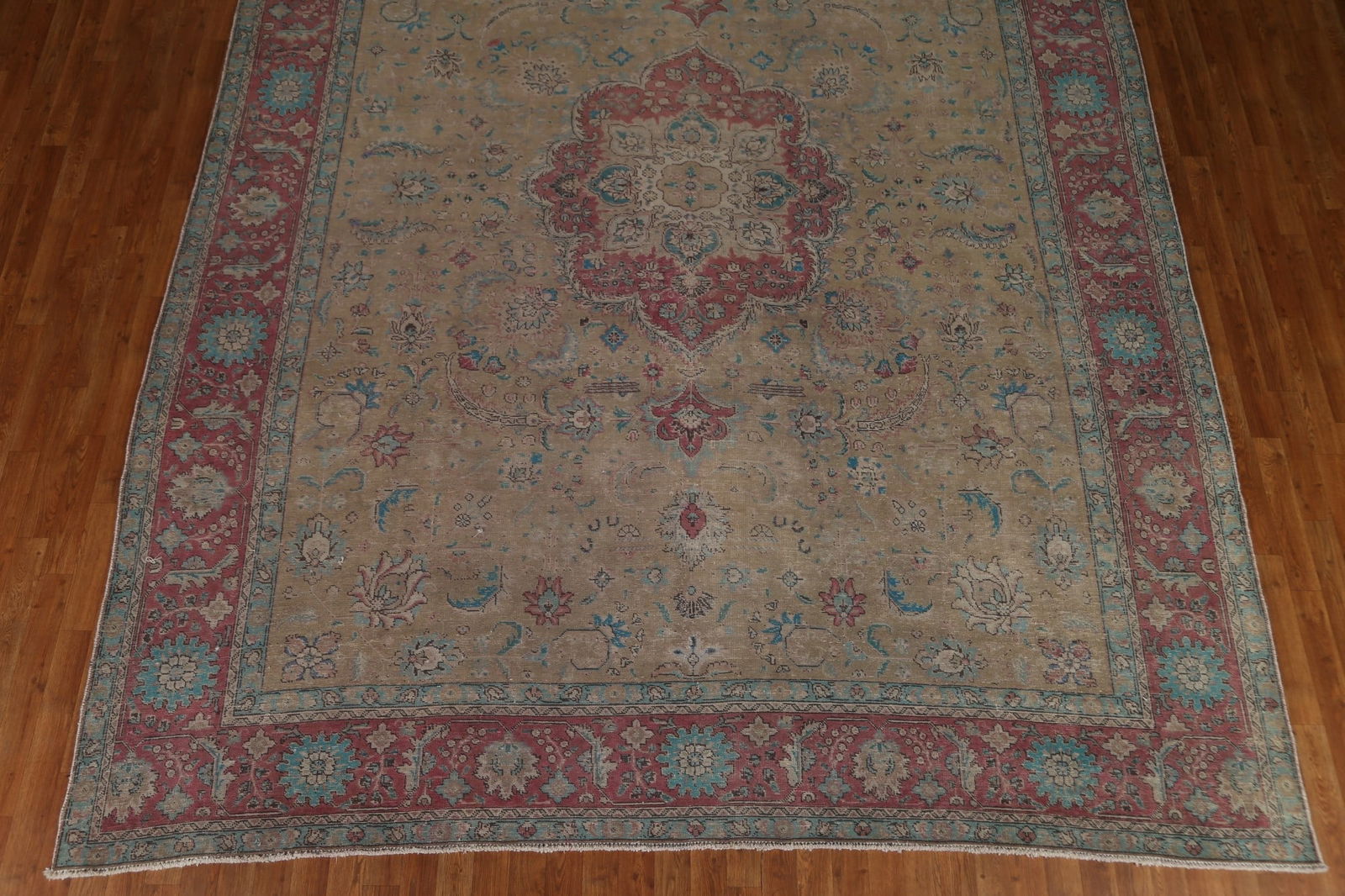 Antique Brown Tabriz Persian Area Rug 10x13 - 6