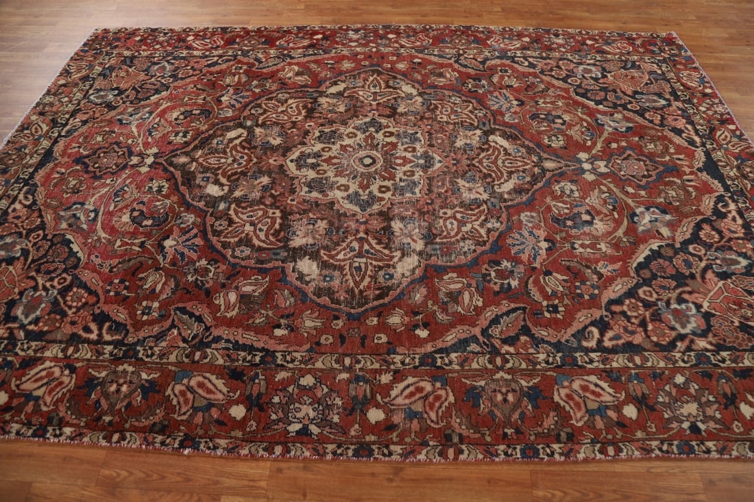 Antique Floral Bakhtiari Persian Area Rug 7x9 - 15