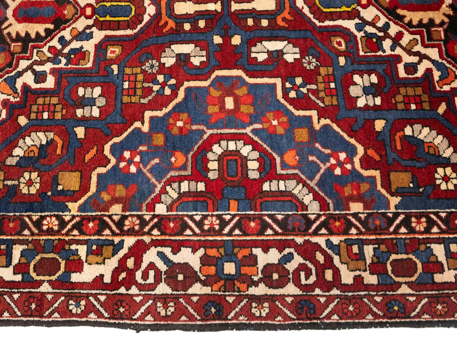 Vintage Red Floral 5X10 Bakhtiari Persian Runner Rug - 10