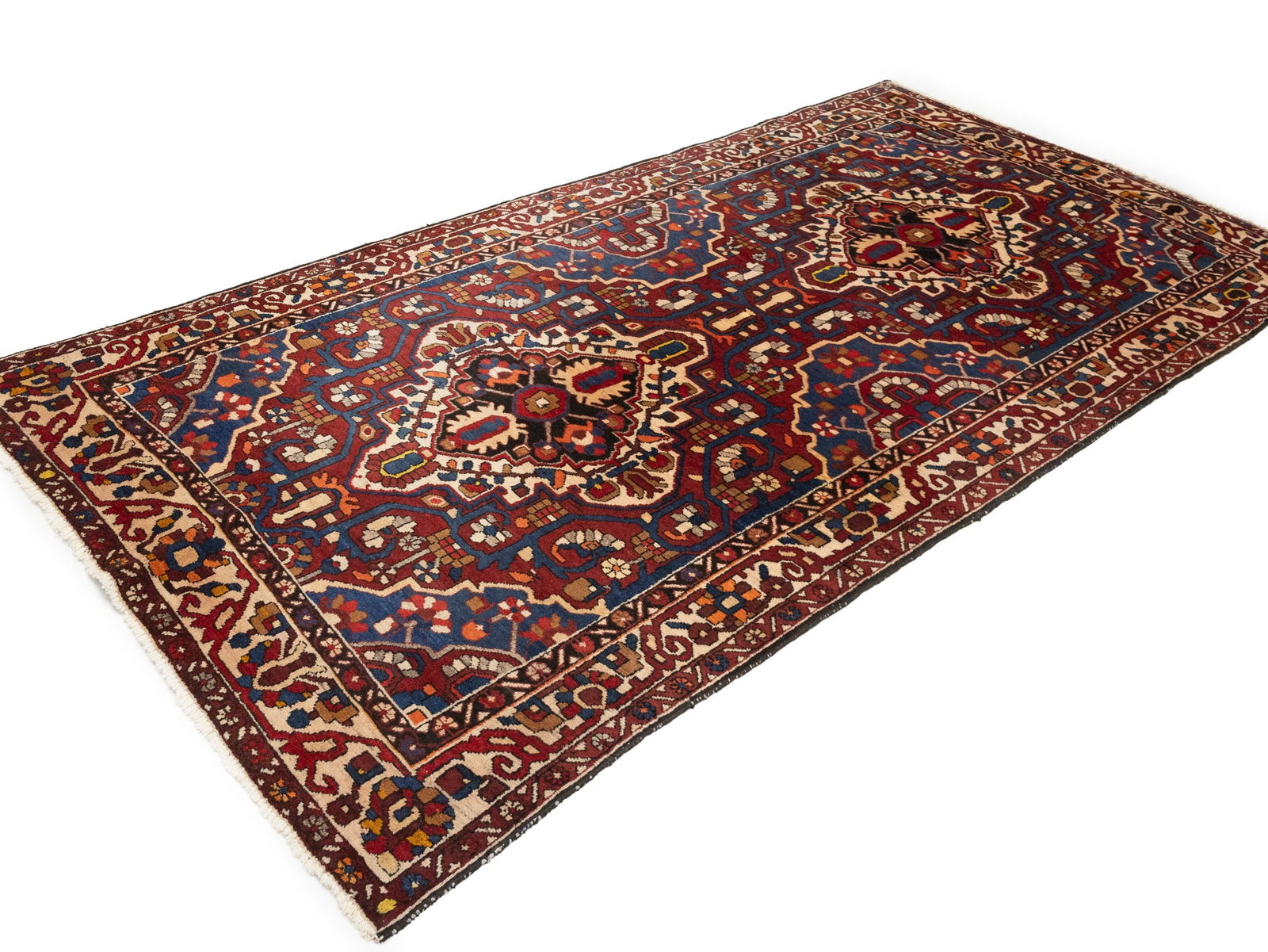 Vintage Red Floral 5X10 Bakhtiari Persian Runner Rug - 5