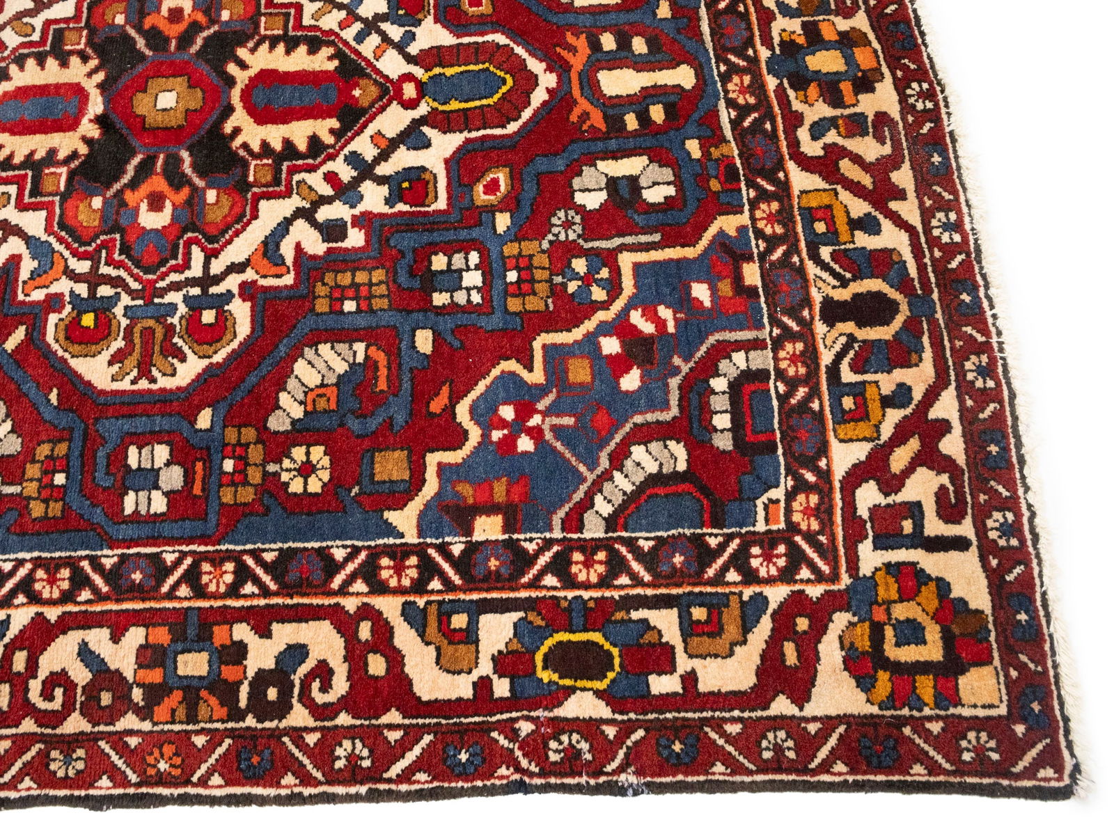 Vintage Red Floral 5X10 Bakhtiari Persian Runner Rug - 8