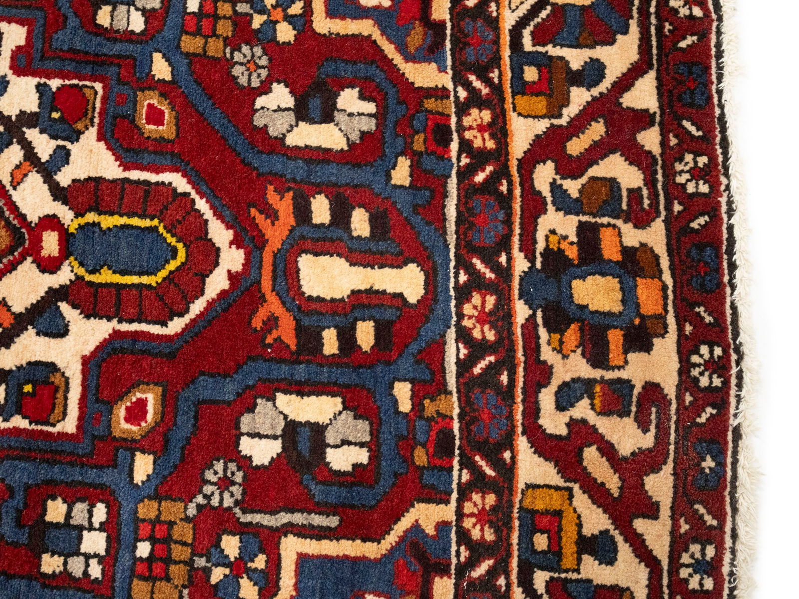 Vintage Red Floral 5X10 Bakhtiari Persian Runner Rug - 9