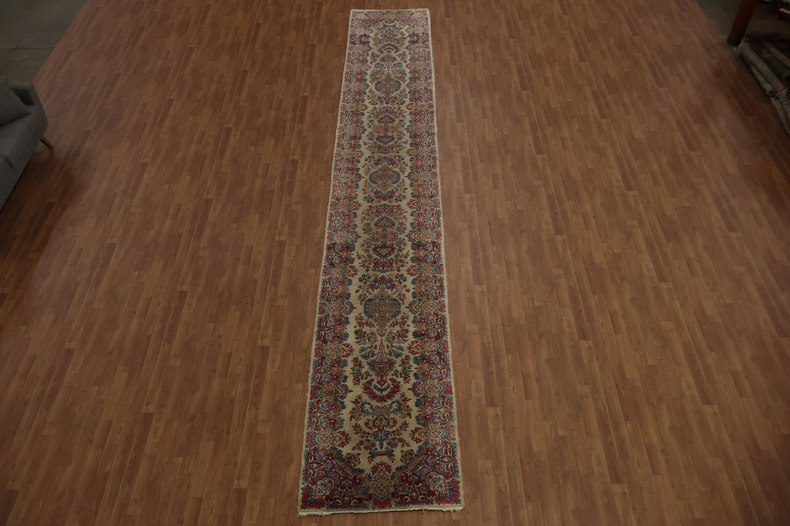 Antique Vegetable Dye Kerman Persian Runner Rug 3x19 - 3