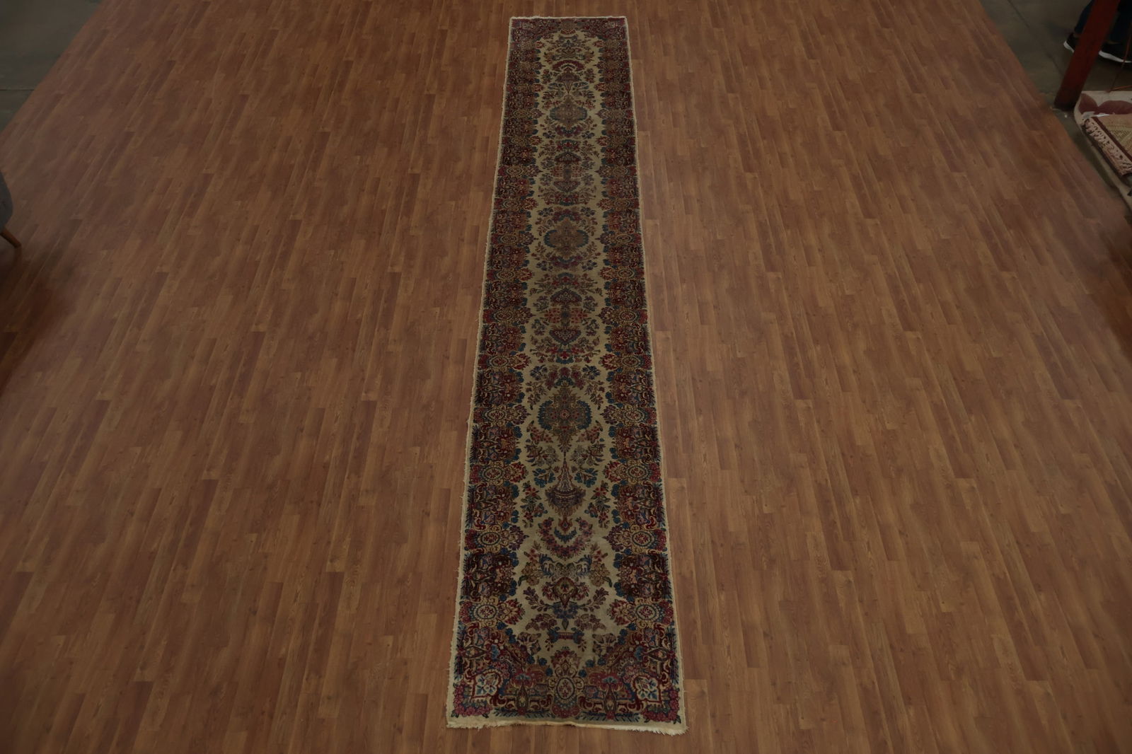 Antique Vegetable Dye Kerman Persian Runner Rug 3x19 - 5