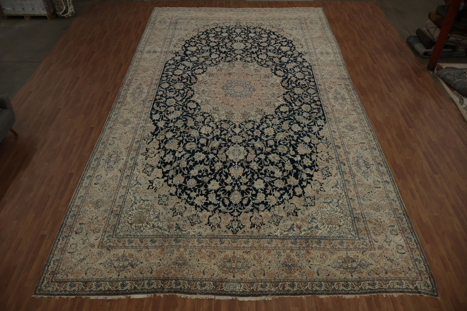 Antique Vegetable Dye Nain Persian Large Rug 13x24 - 2