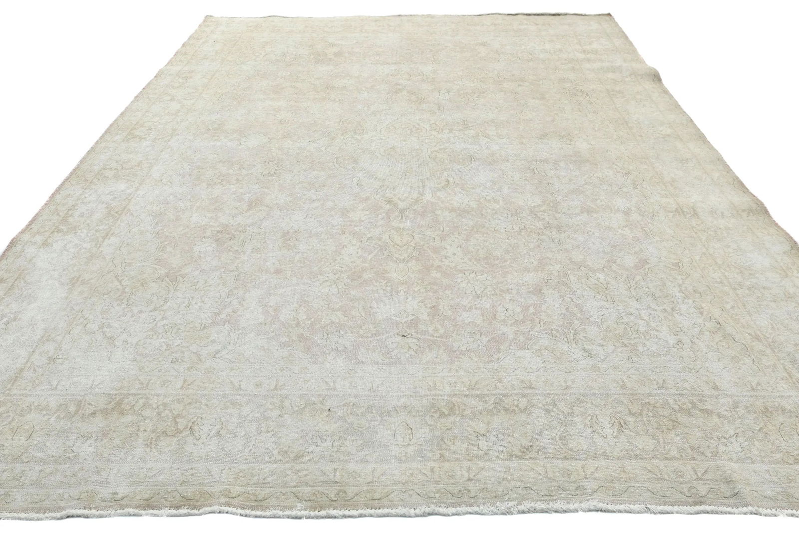 Antique Muted Brown Floral 8X11 Distressed Vintage Oriental Rug - 9