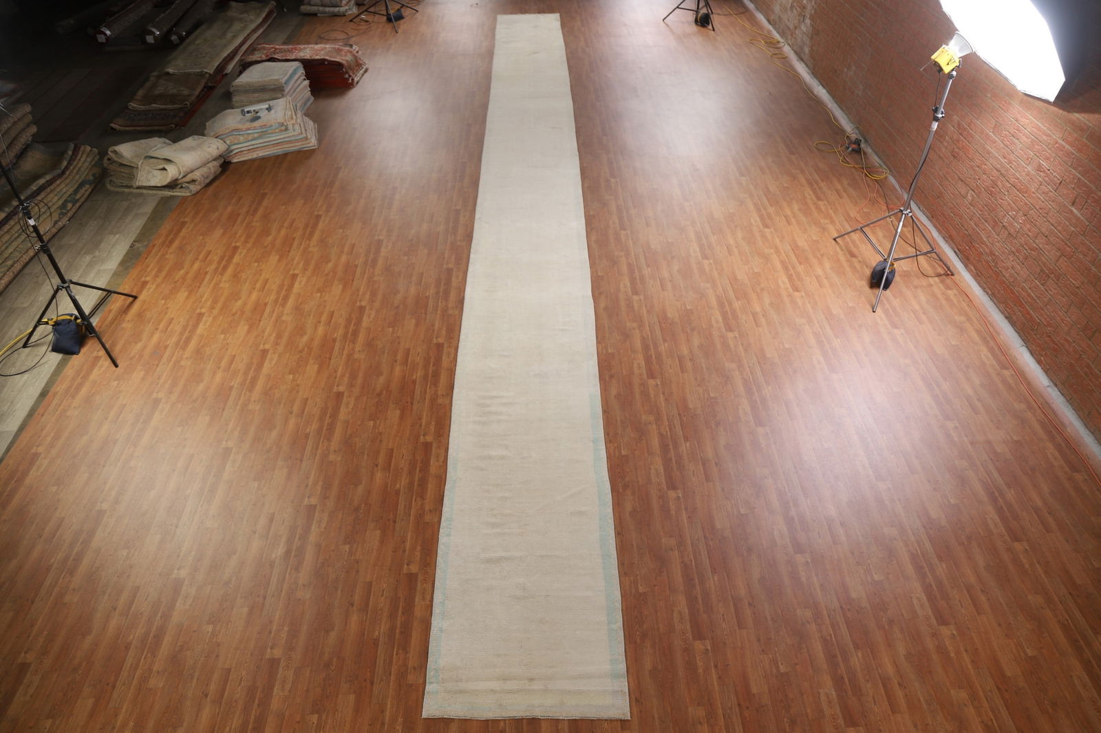 Antique Muted Turkish Oushak Runner Rug 3x36 - 3