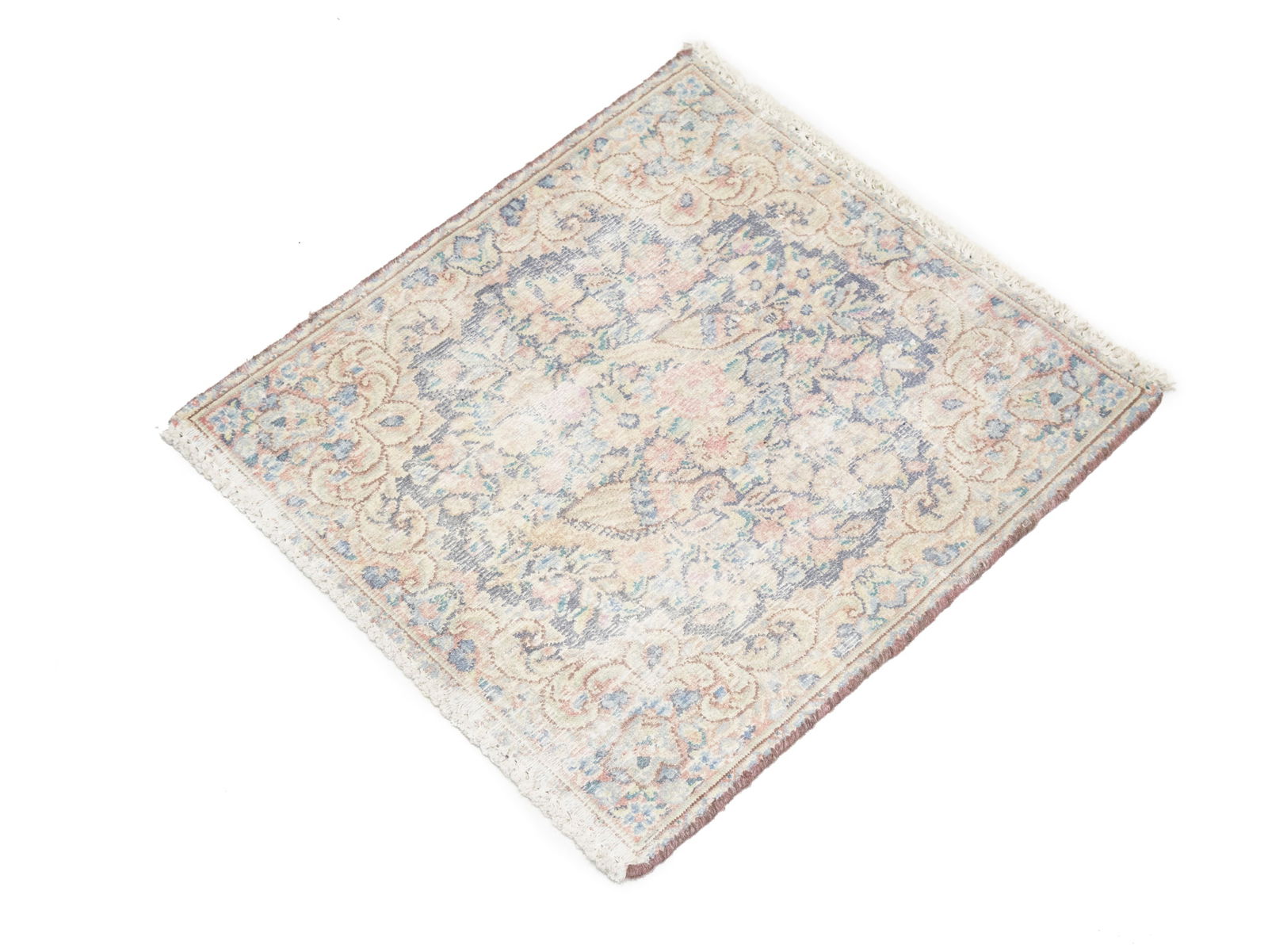 Antique Muted Floral 1'7X1'8 Distressed Vintage Oriental Square Rug - 4