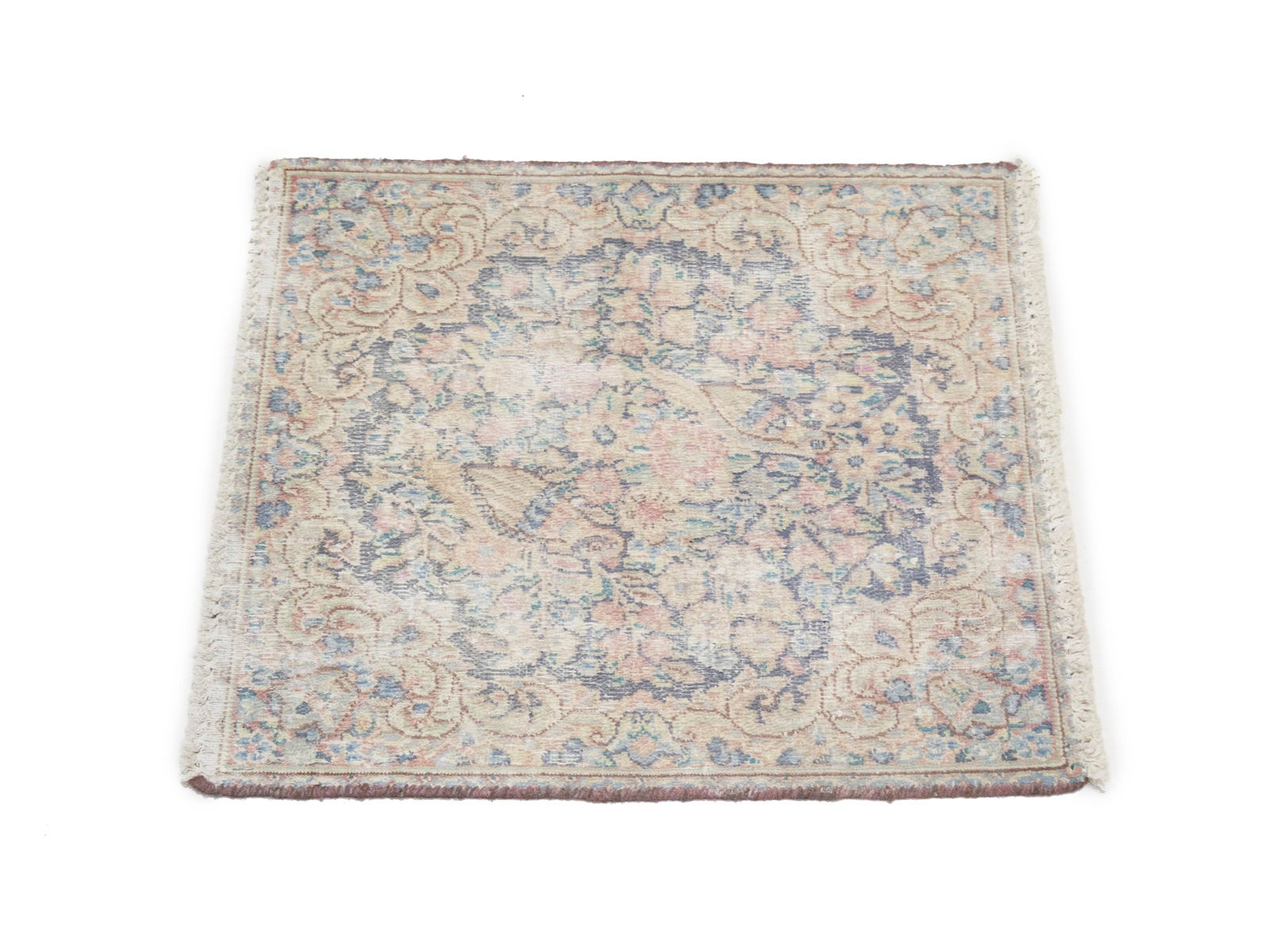 Antique Muted Floral 1'7X1'8 Distressed Vintage Oriental Square Rug - 5