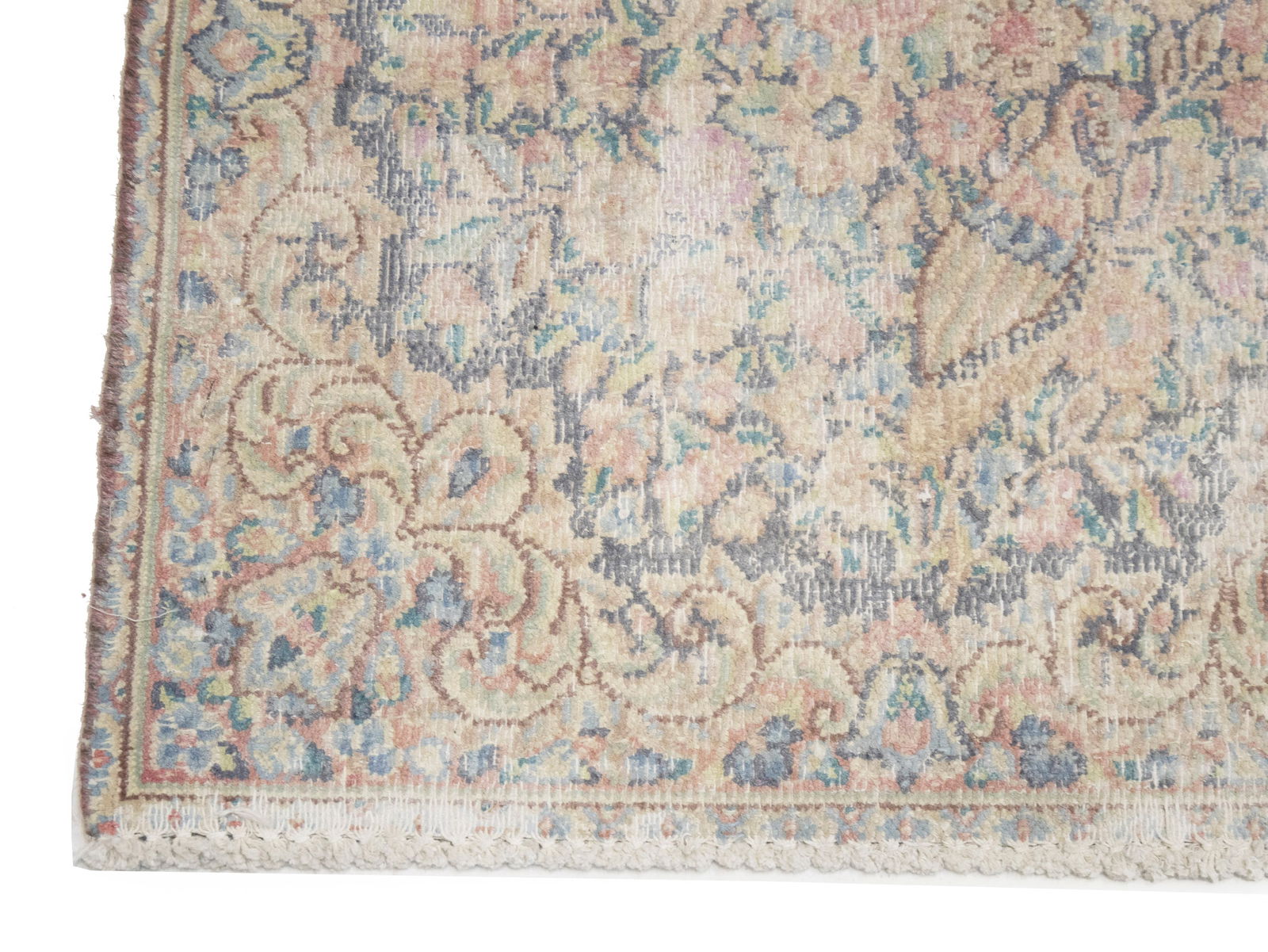 Antique Muted Floral 1'7X1'8 Distressed Vintage Oriental Square Rug - 9