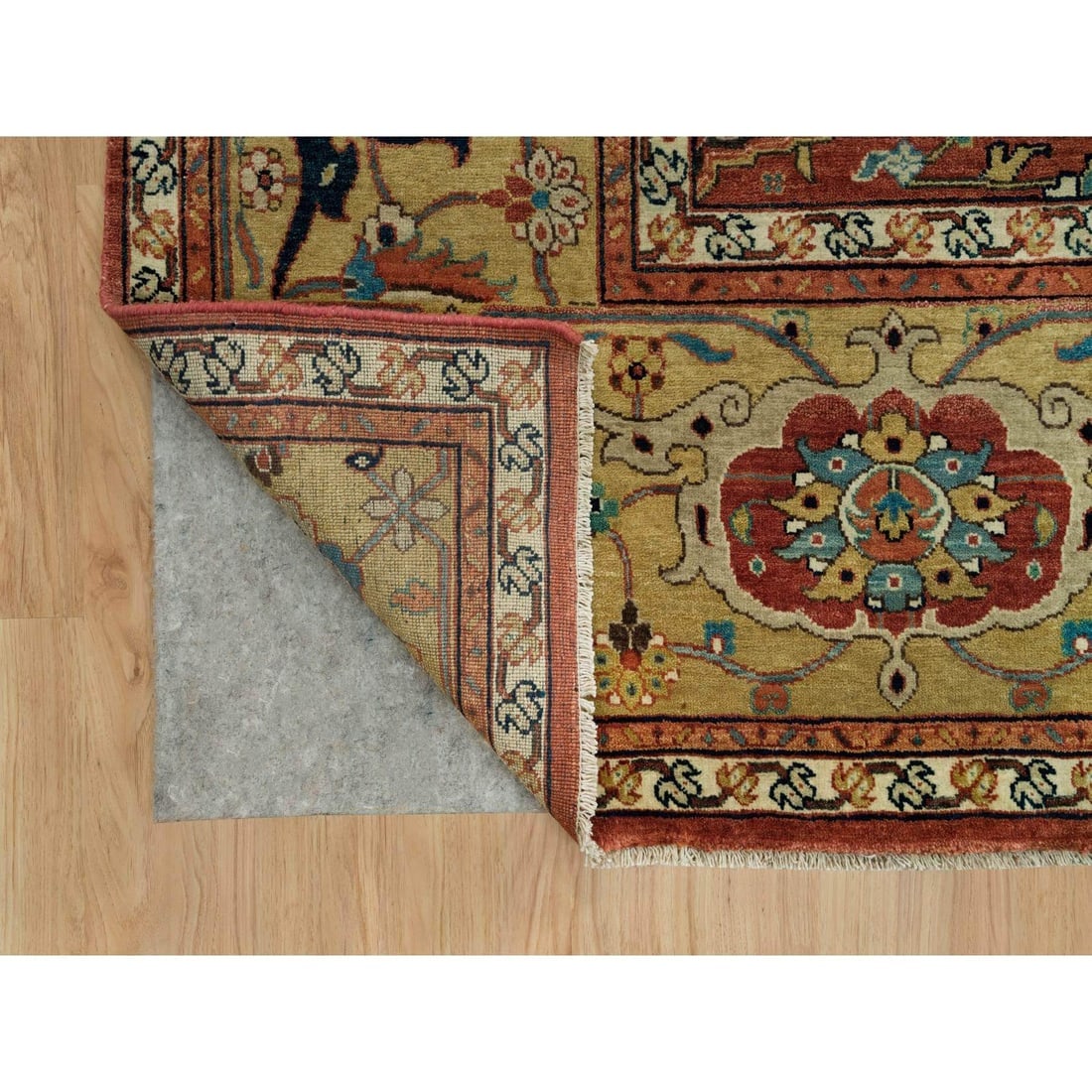 Henna Red Antiqued Heris Hand Knotted Wool Square Oriental Rug - 4