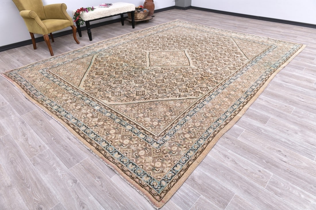 9'8'' x 12'9'' Unique Handmade Vintage Rug - 242588 - 2