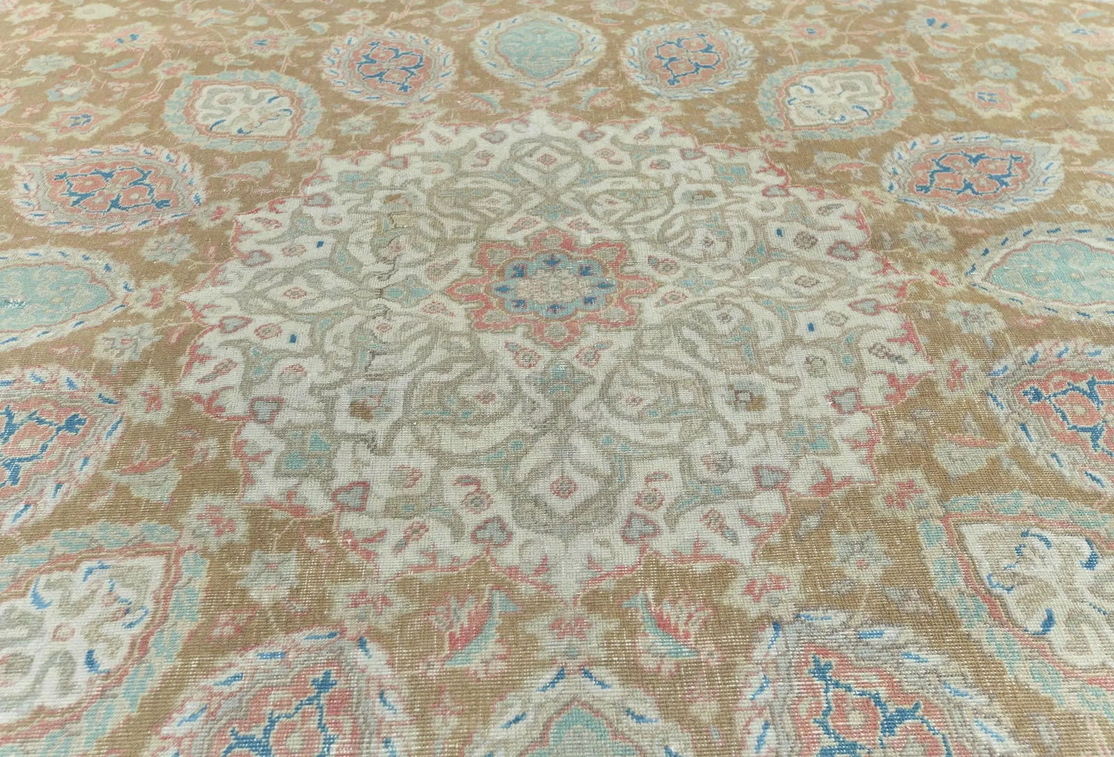Semi Antique Muted Khaki Floral 7X10 Distressed Vintage Oriental Rug - 5