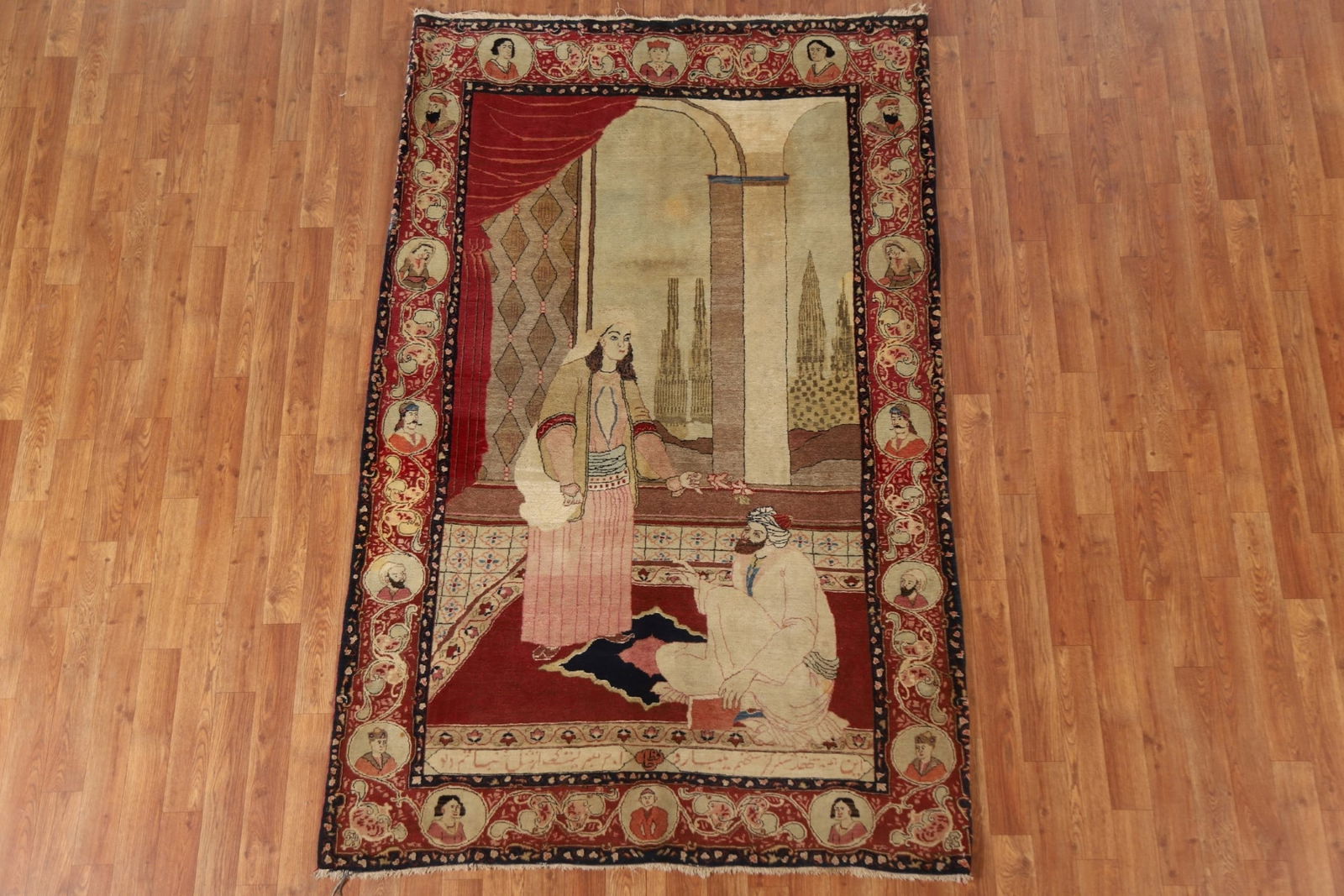 Pre-1900 Antique Vegetable Dye Isfahan Persian Rug 4x7 - 3