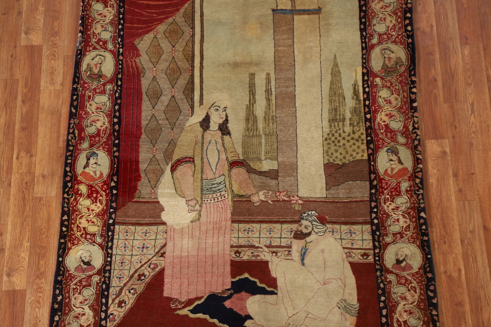 Pre-1900 Antique Vegetable Dye Isfahan Persian Rug 4x7 - 4