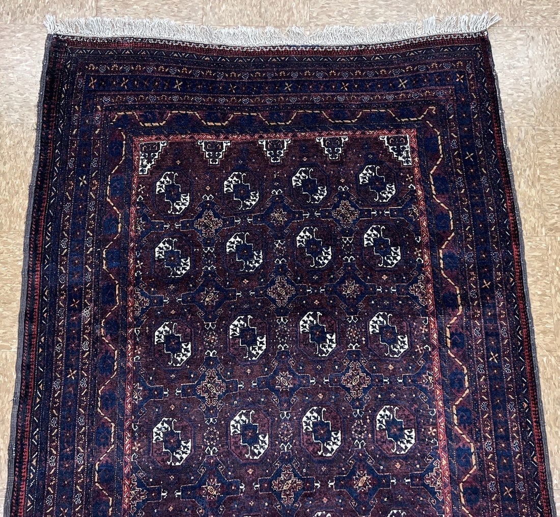 Hand Knotted Antique Persian Balouch Geometric Tribal Oriental Area Rug 4'2" x 7'11" - 4