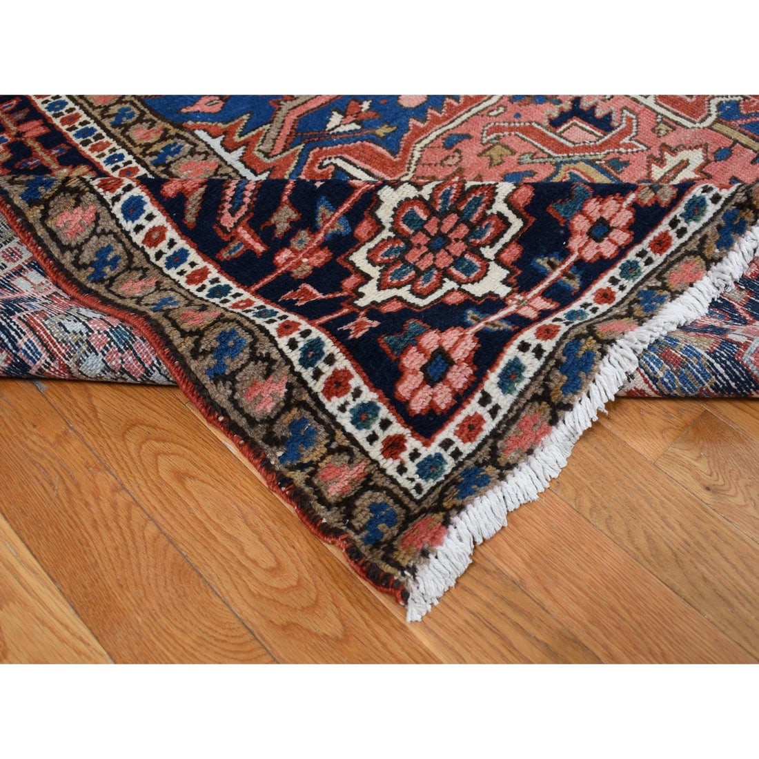 Red, Antique Persian Karajeh Heriz, Wool Hand Knotted Oversized Rug - 5