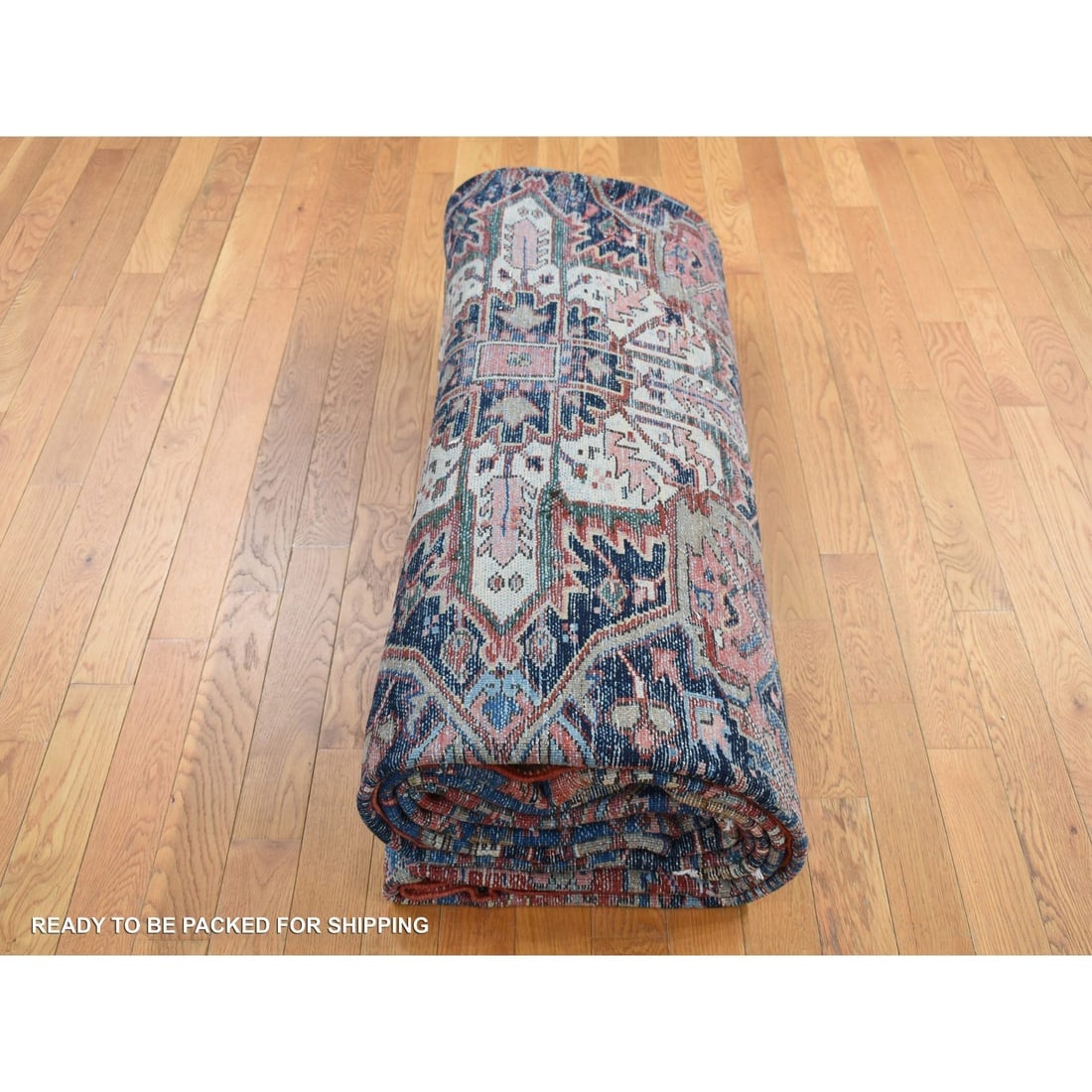 Red, Antique Persian Karajeh Heriz, Wool Hand Knotted Oversized Rug - 9