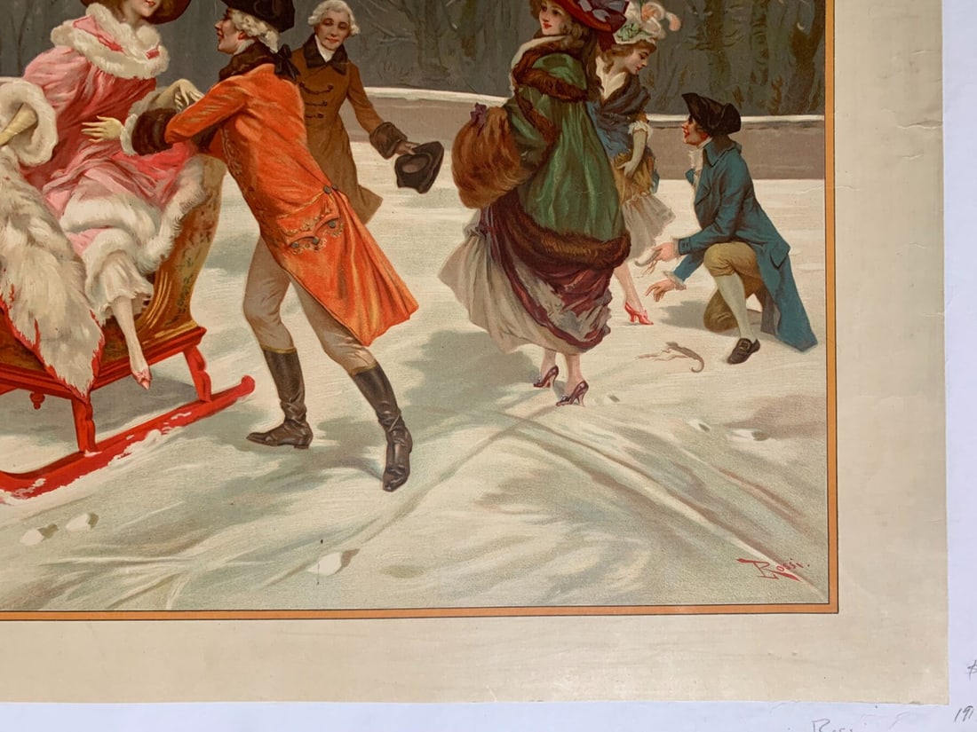 Russian Imperial Sleigh - Art By Rossi (1914) 21x29 Russian Lithograph Poster LB - 4