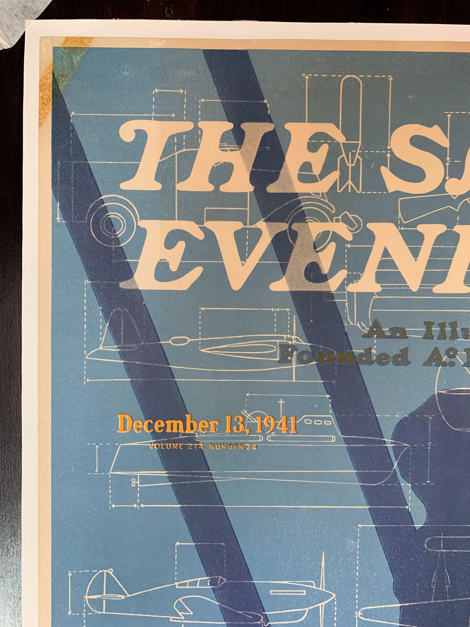 22x27.5 1941 Newstand Poster Saturday Evening Post - Art By Harold Werneke machinery Of War LB - 2