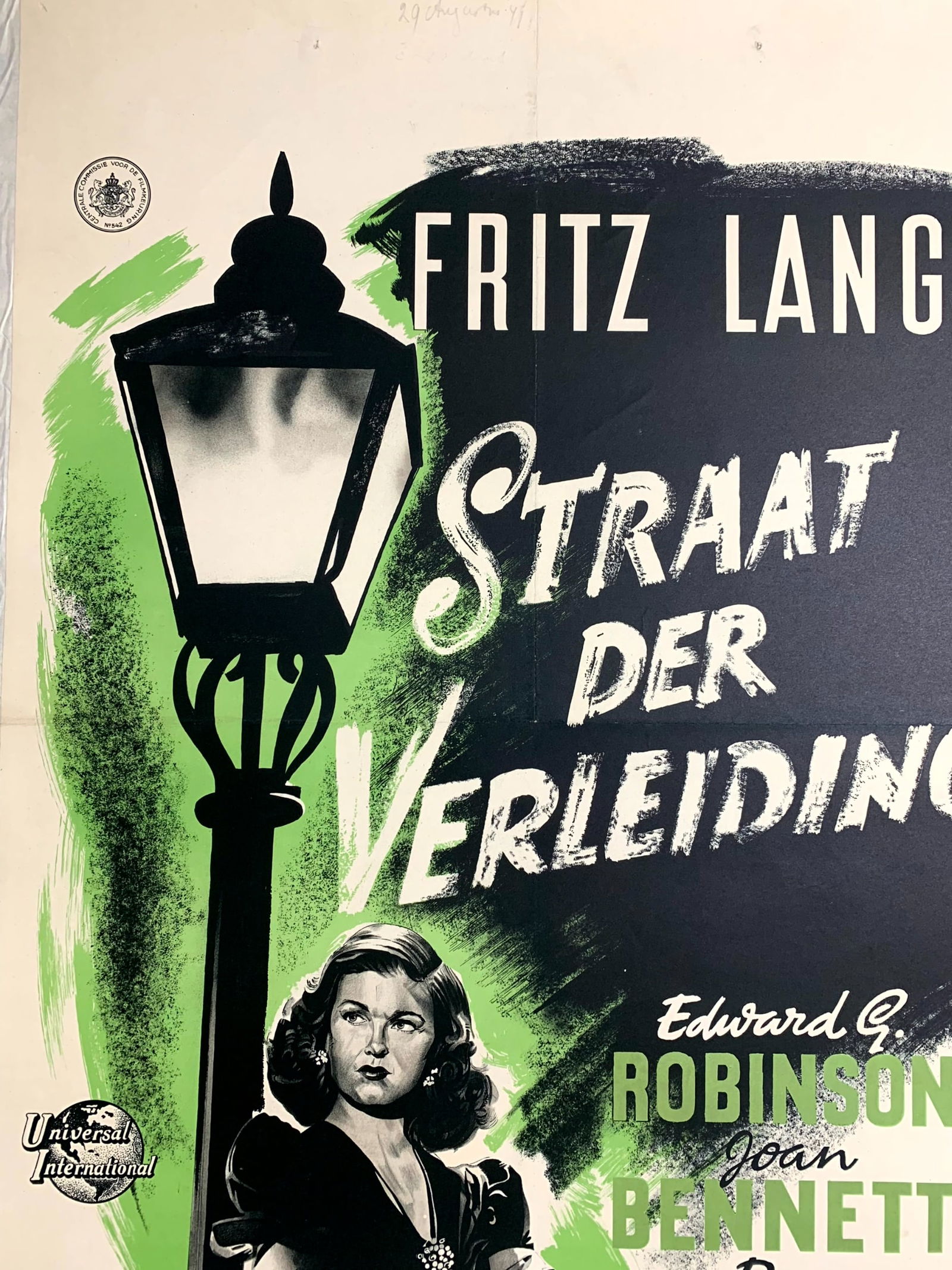 Scarlet Street aka Straat der Vereiding - Dir. Fritz Lang (1950) 21.6x3.11 Dutch Movie Poster - 2