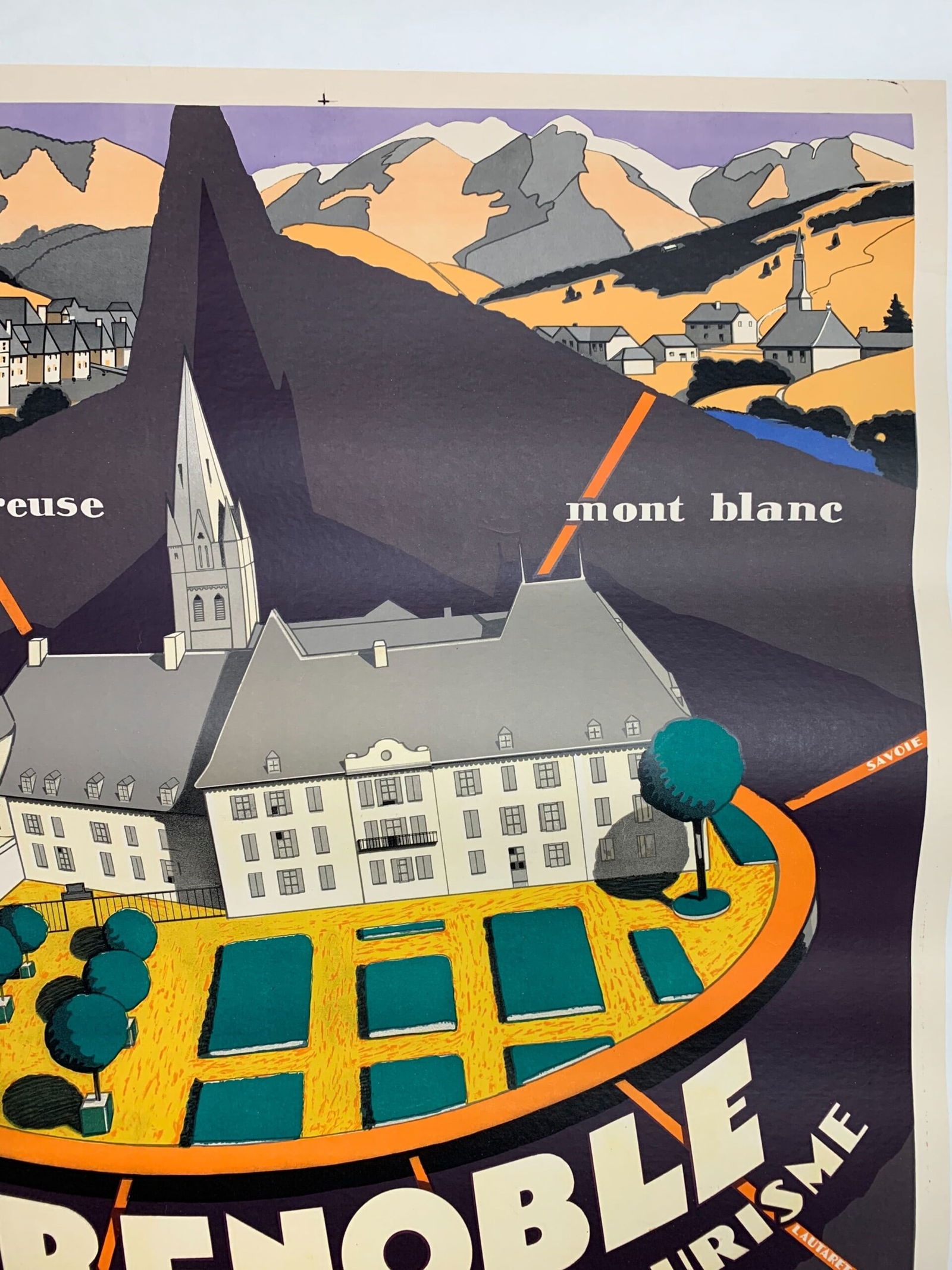 Grenoble PLM Railways - Art Maurice Barbey (1928) 30 x 42 French Litho Travel LB - 3