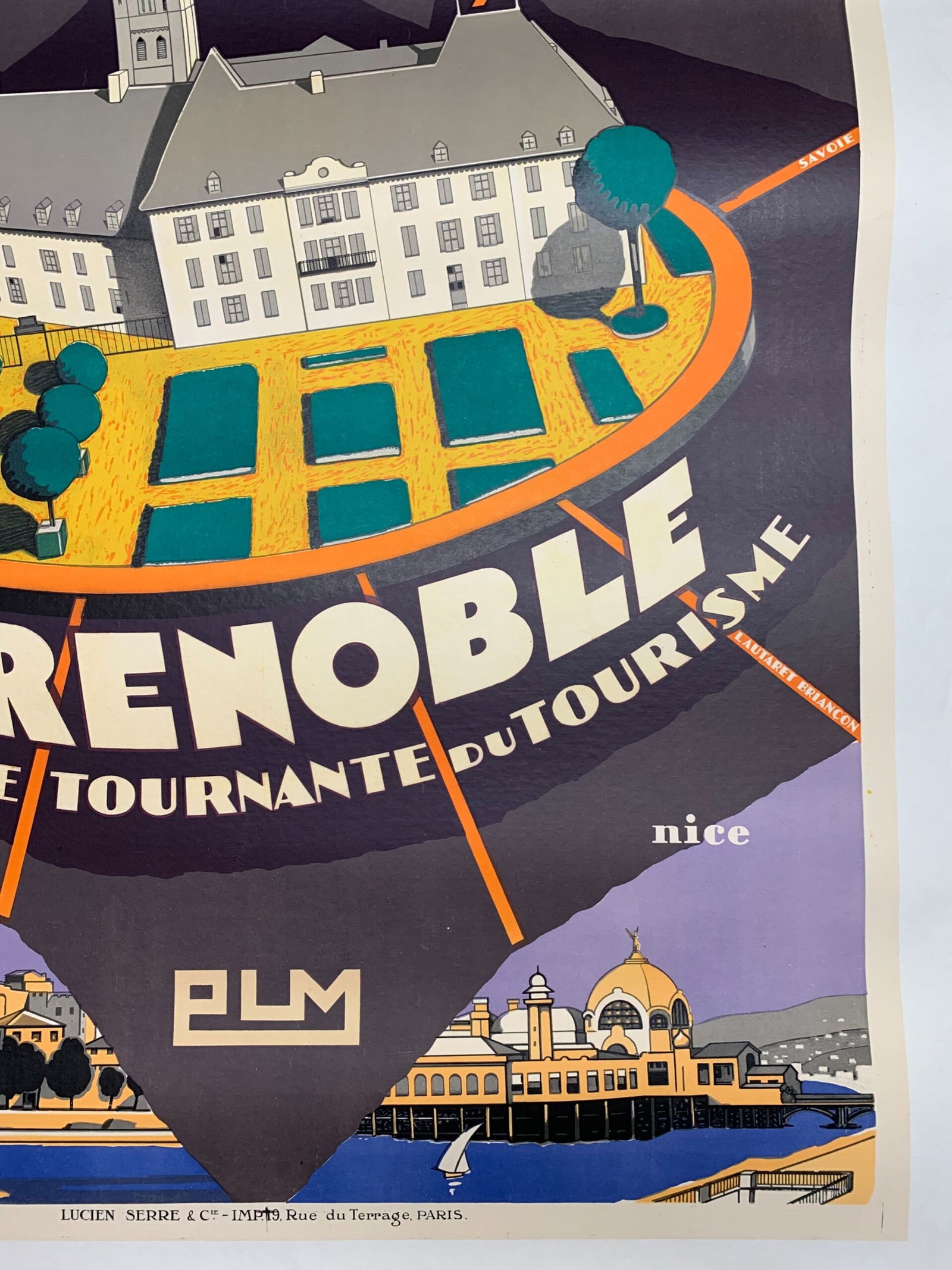 Grenoble PLM Railways - Art Maurice Barbey (1928) 30 x 42 French Litho Travel LB - 4