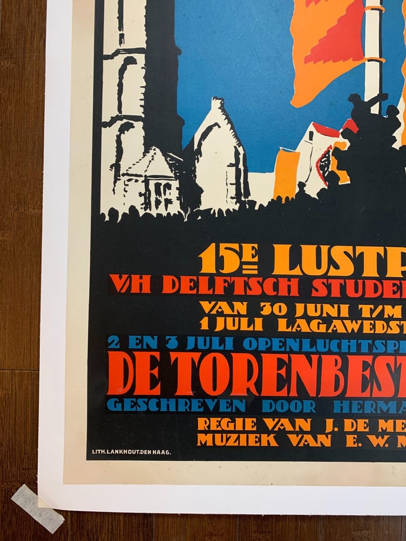 Lustrum Delftsch Studentencorpds - Art By Louis Kalff (1923) 25x40 Dutch Advertising Poster LB - 2