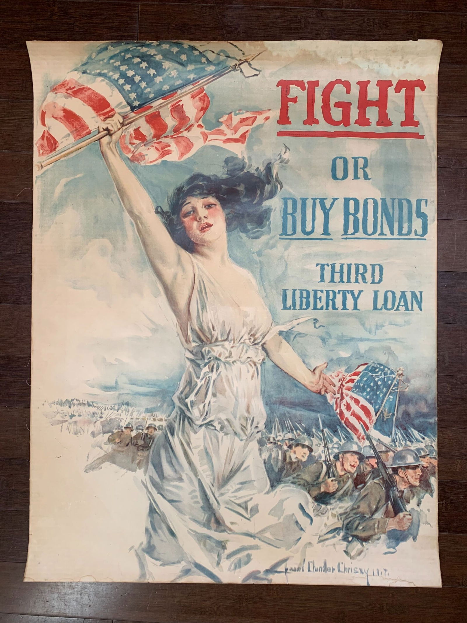 Fight or Buy Bonds - Art by Christy (1917) 29.75 x 39 US WWI Poster (1 of 7)
