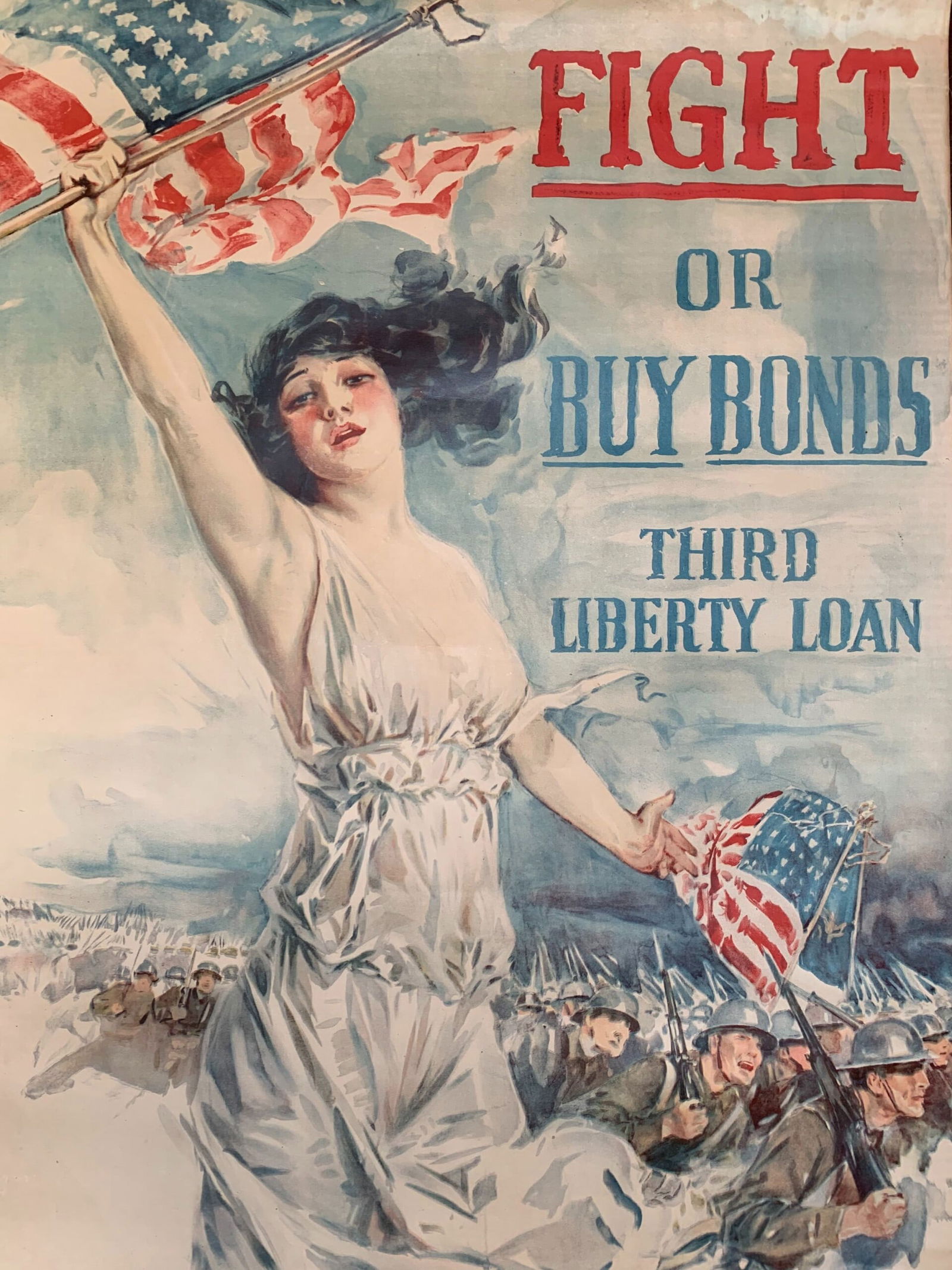 Fight or Buy Bonds - Art by Christy (1917) 29.75 x 39 US WWI Poster - 7
