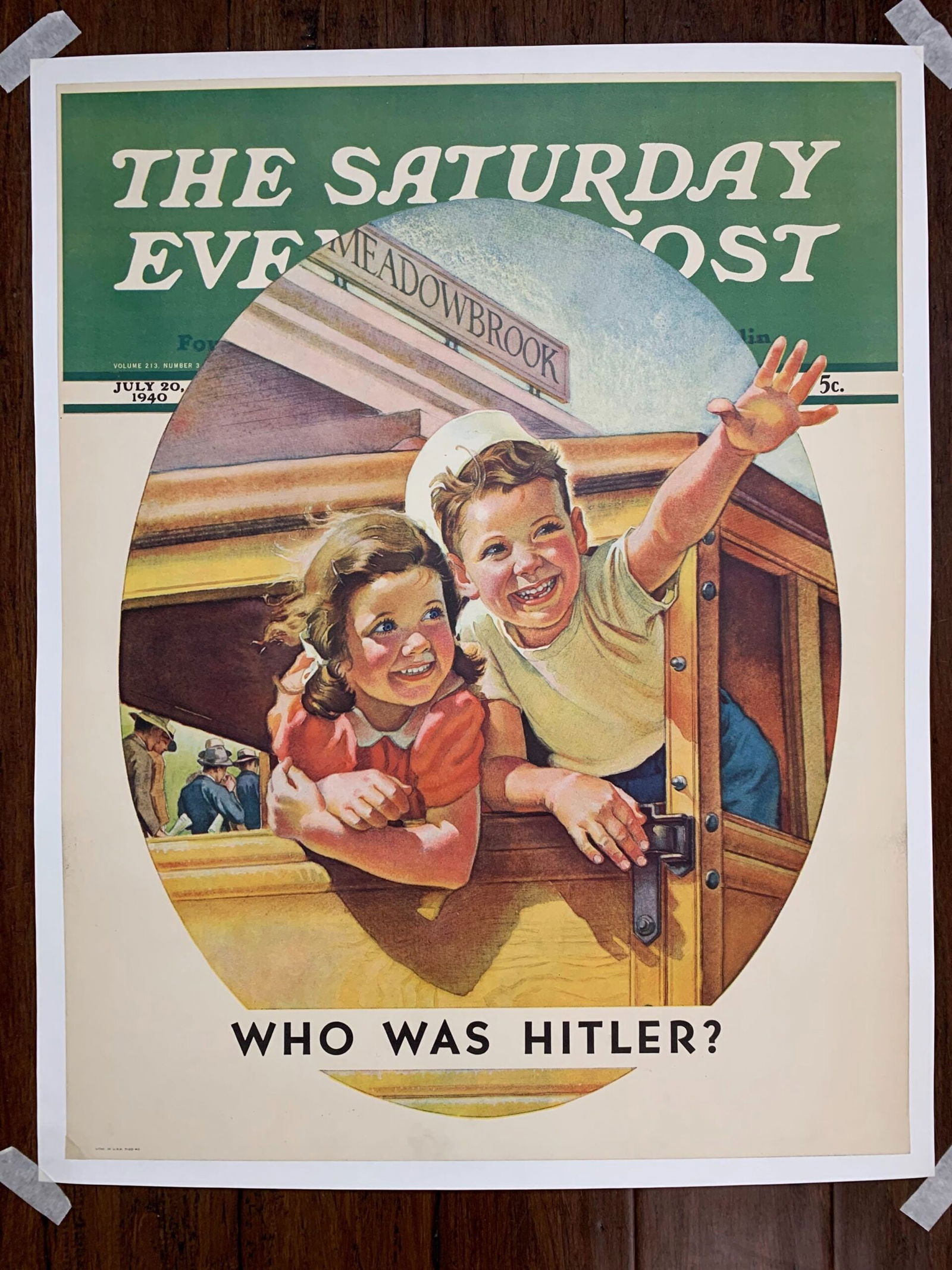 21.825x28 1940 Newstand Poster Saturday Evening Post - Art By Frances Tipton Hunter kids Riding (1 of 6)