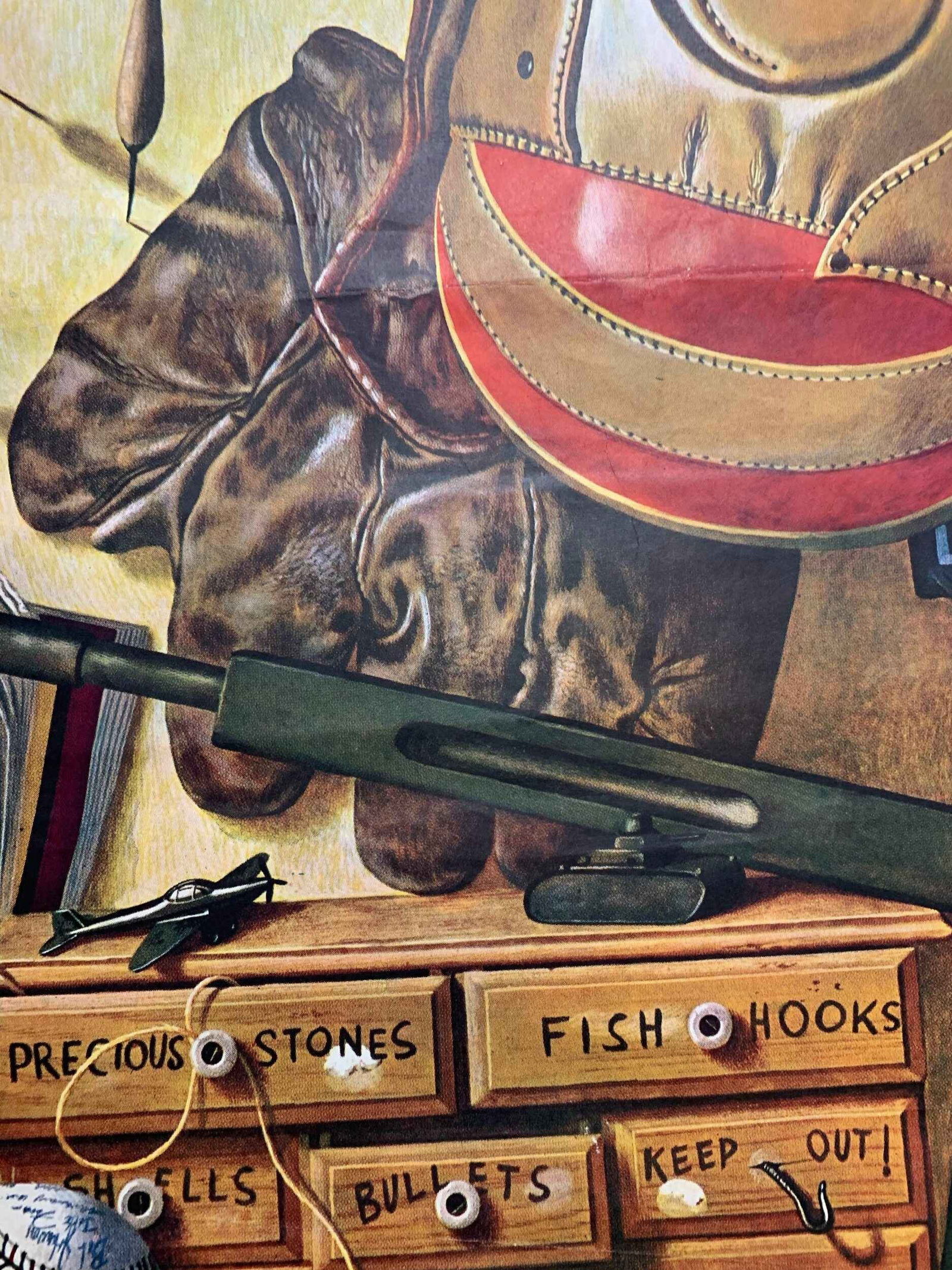 22x28 1945 Newstand Poster Saturday Evening Post - Art By John Atherton still Life Of Boys Toys - 4