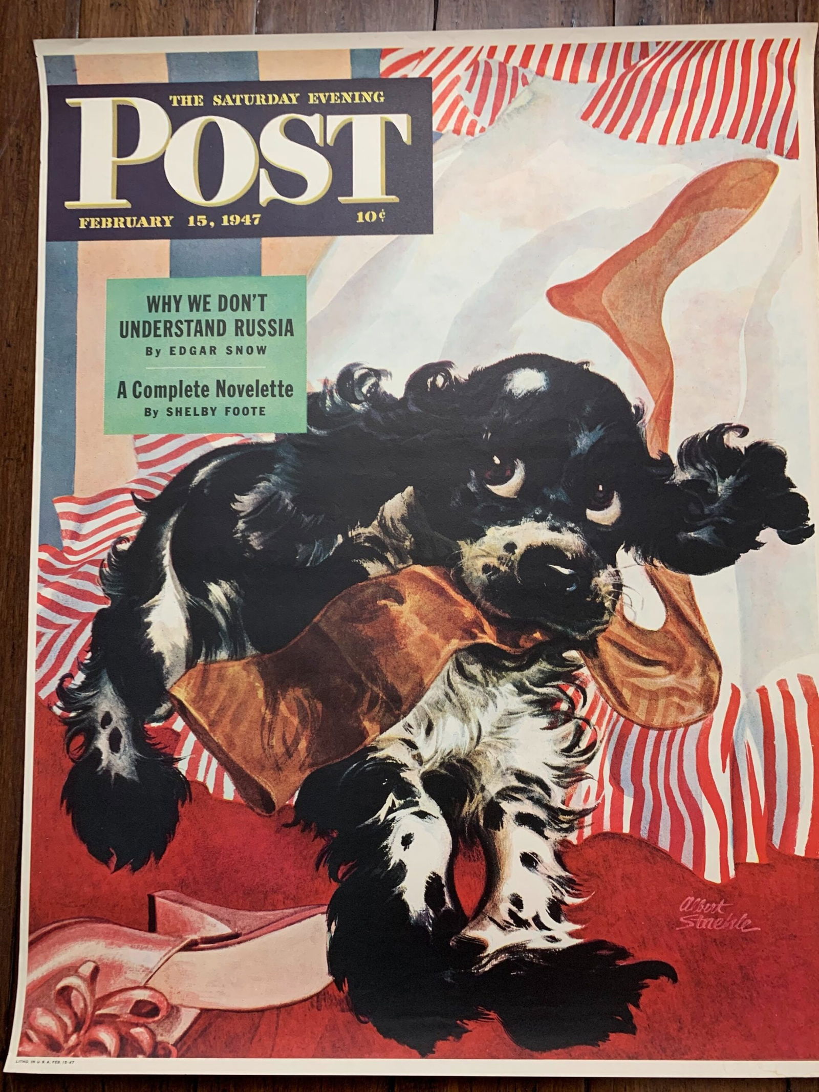 22x28 1947 Newstand Poster Saturday Evening Post - Art By Albert Staehle butch And The Nylons: Title: 22x28 1947 Newstand Poster Saturday Evening Post - Art By Albert Staehle butch And The Nylons Description: 22x28 1947 Newstand Poster Saturday Evening Post - Art By Albert Staehle butch And The