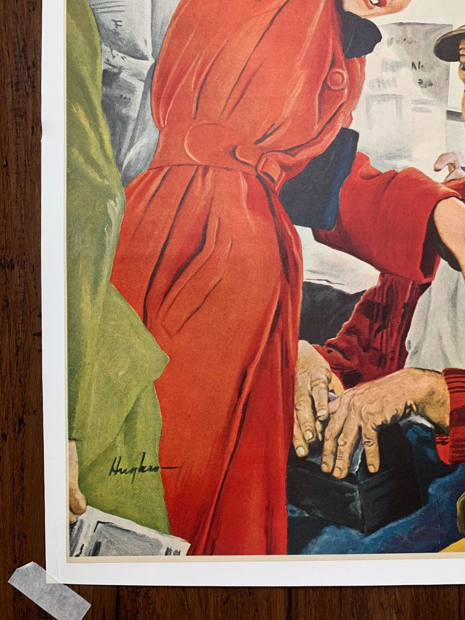 21.75x28 1949 Newstand Poster Saturday Evening Post - Art By George Hughes showing Off Her Ring LB - 2