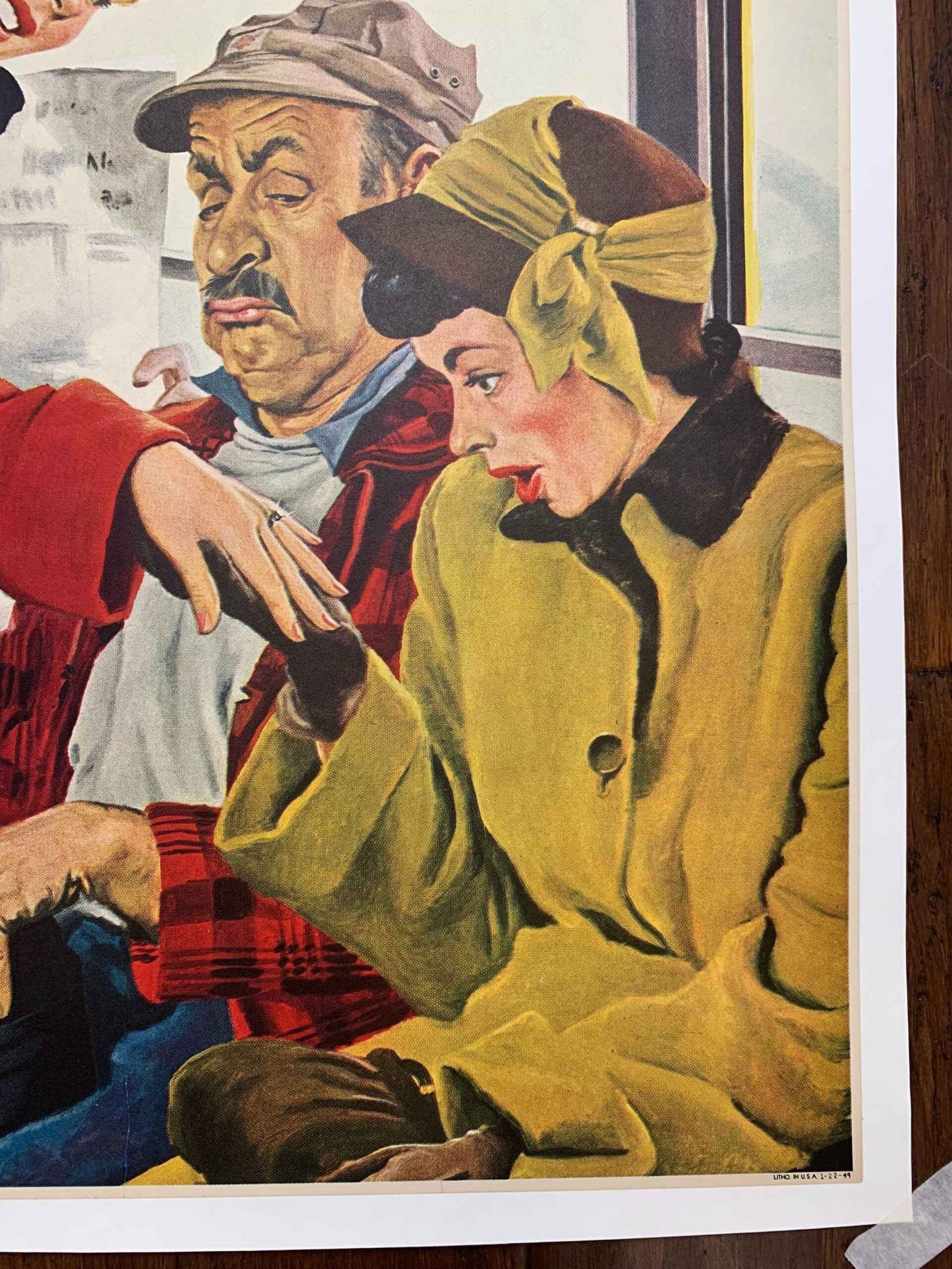 21.75x28 1949 Newstand Poster Saturday Evening Post - Art By George Hughes showing Off Her Ring LB - 3