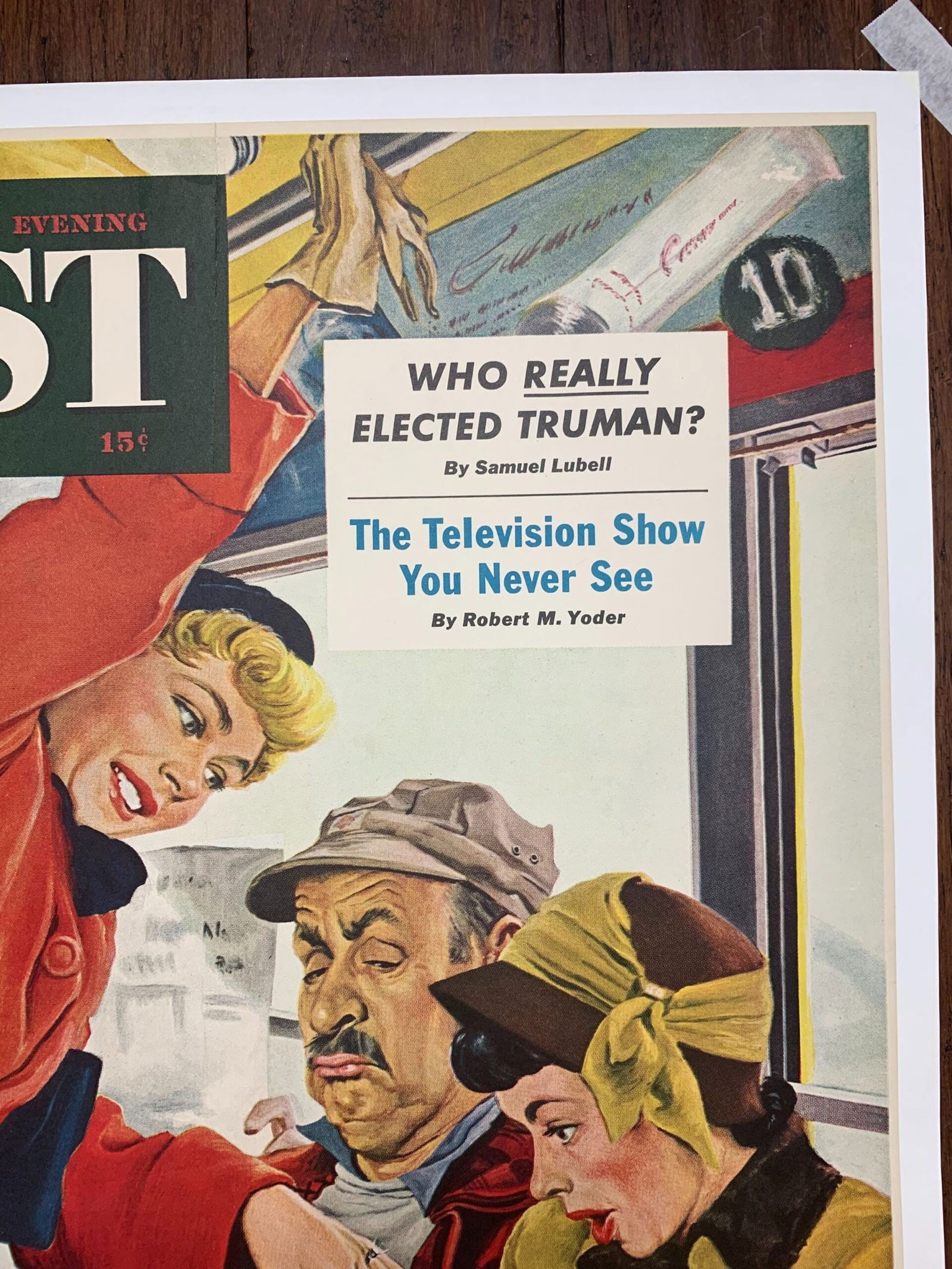21.75x28 1949 Newstand Poster Saturday Evening Post - Art By George Hughes showing Off Her Ring LB - 4