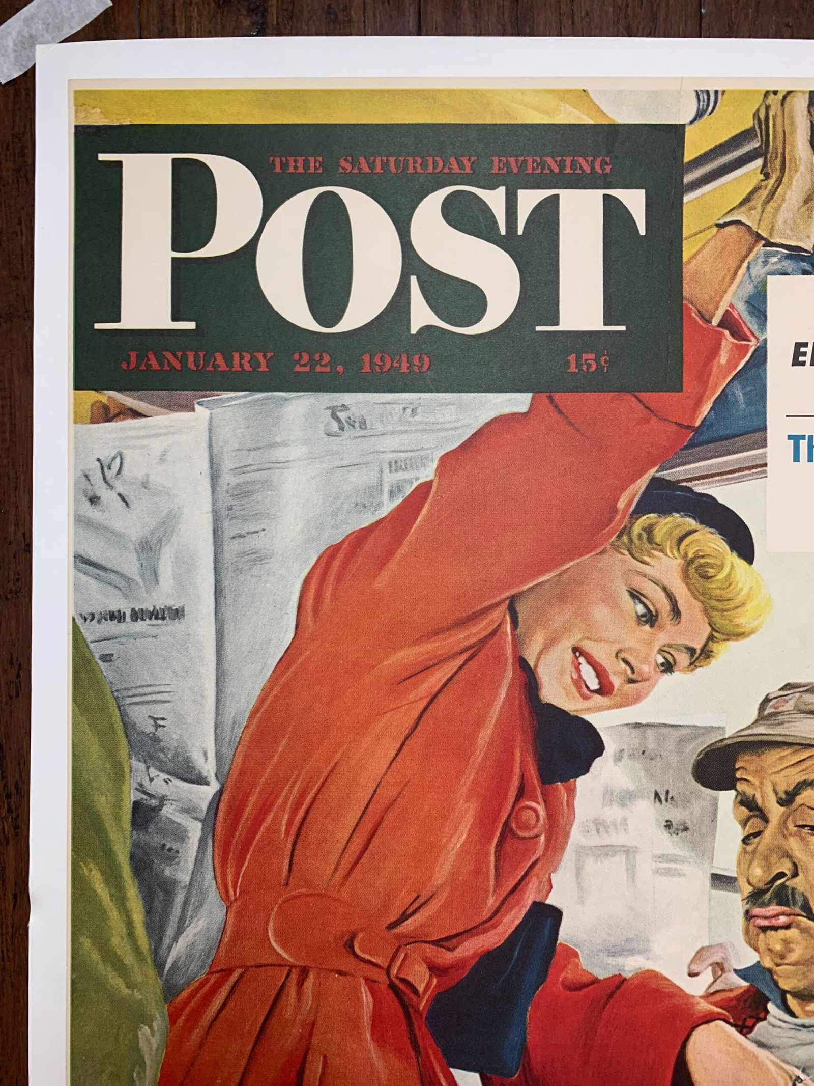 21.75x28 1949 Newstand Poster Saturday Evening Post - Art By George Hughes showing Off Her Ring LB - 5