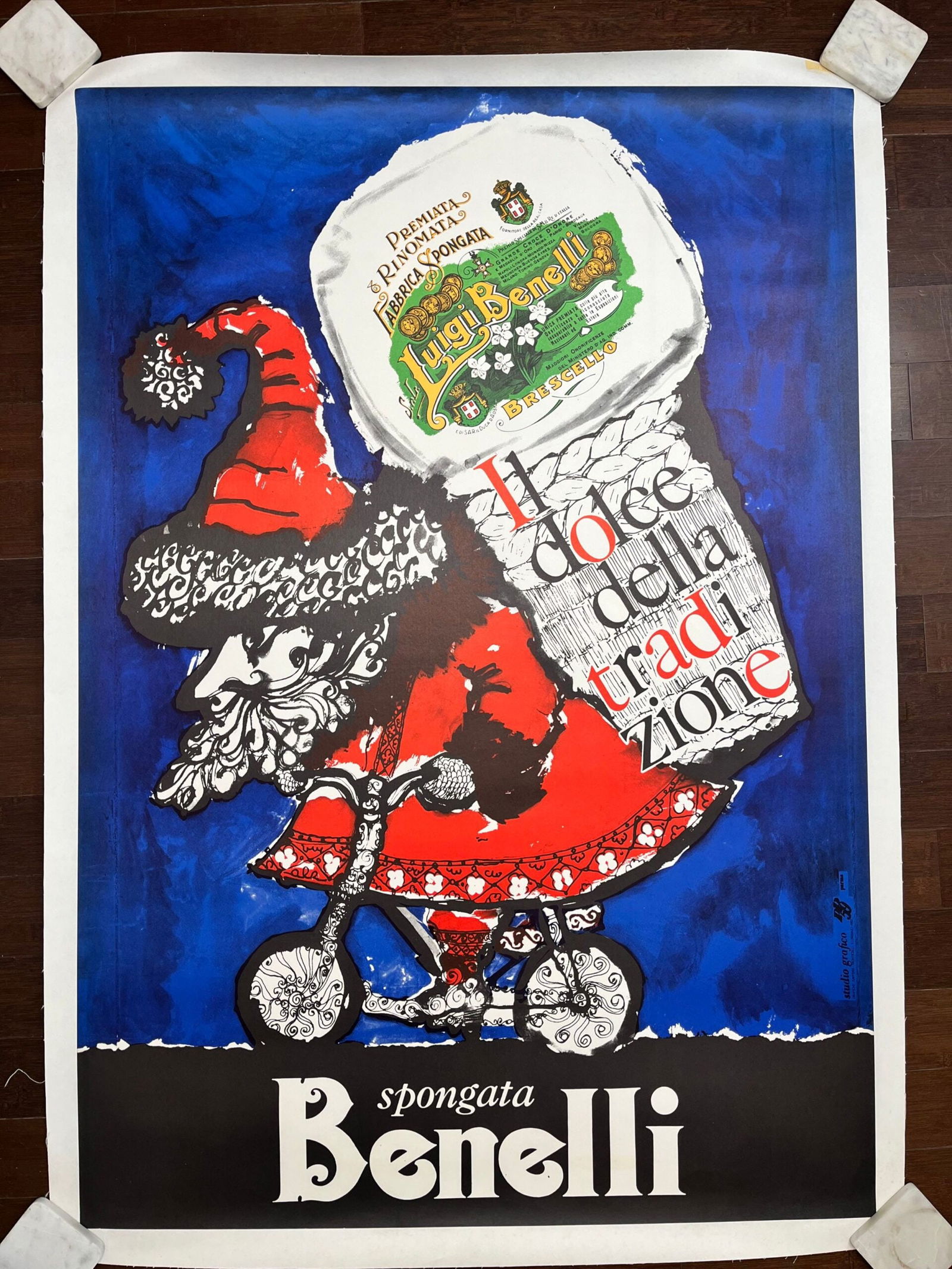 Spongato Benelli (1983) 38"x55" Italian Advertising Poster LB (1 of 6)