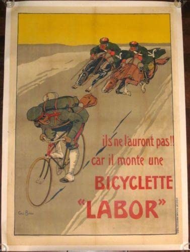 Bicycle Poster - 'Bicyclette Labor' (1910) Fun Racing Art LB (1 of 1)