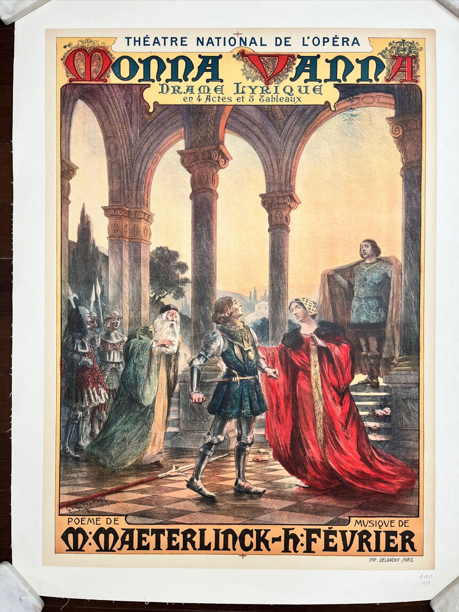 Monna Vanna Theater (1909) 25.5x35 French Opera Poster LB (1 of 6)