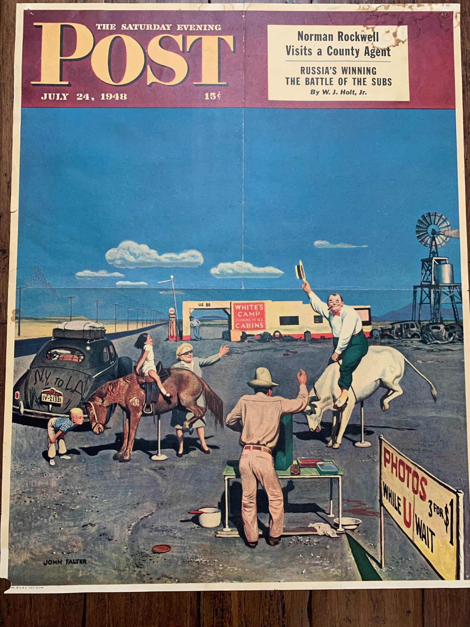 22x28 1948 Newstand Poster Saturday Evening Post - Art By John Falter photos On Fake Broncos (1 of 4)