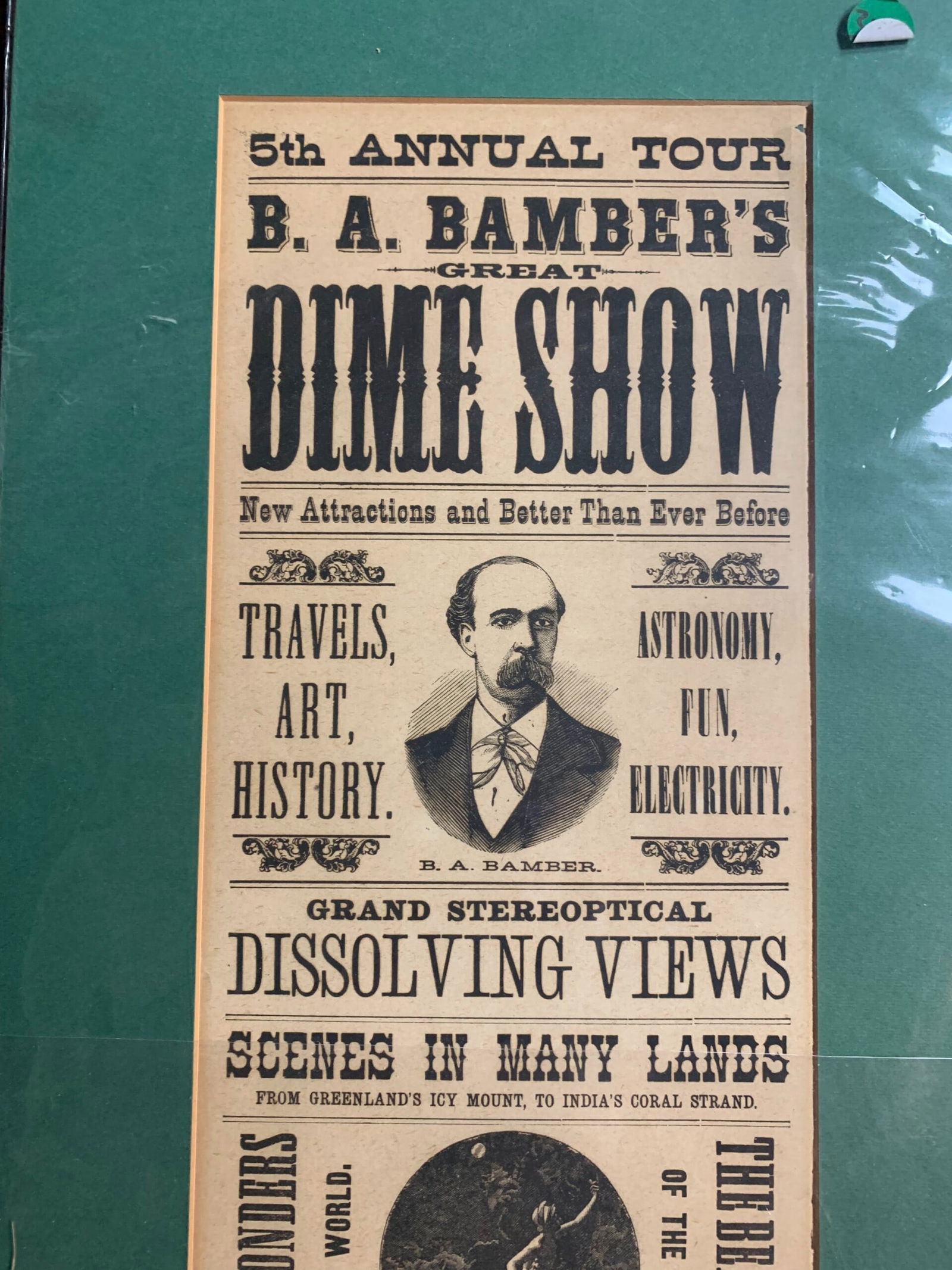 B.A. Bamber's Dime Show - The Wonders Of The World (1880) 6.5x27 US Poster - 2