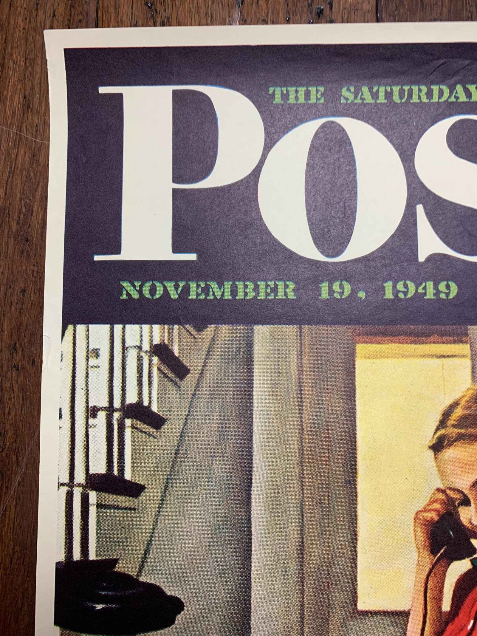 22x28 1949 Newstand Poster Saturday Evening Post - Art By George Hughes eavesdropping On Sis - 2