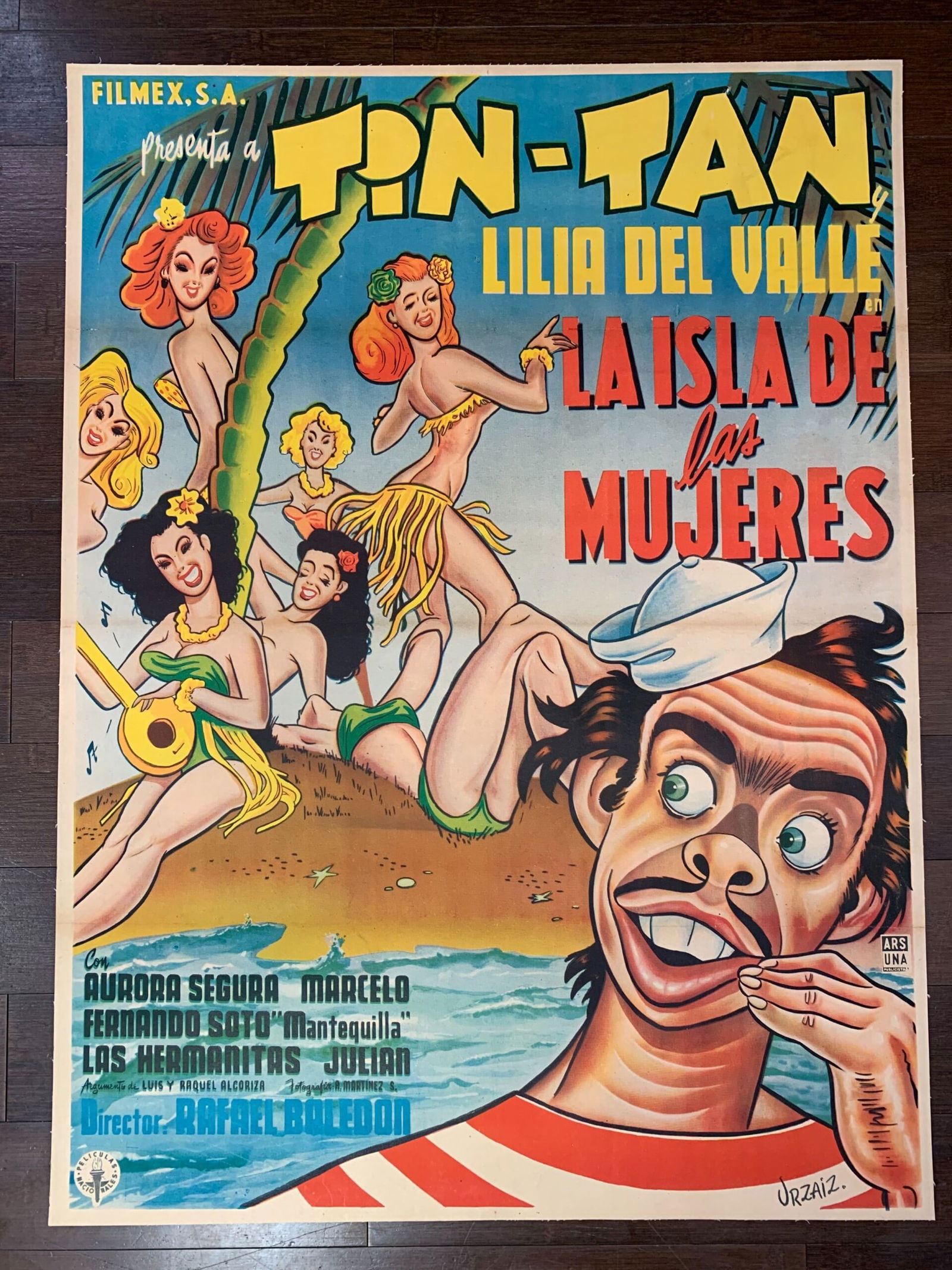 La Isla de las Mujeres - Art by Urzaiz (1953) 24x35.75 Mexican Movie Poster LB (1 of 6)