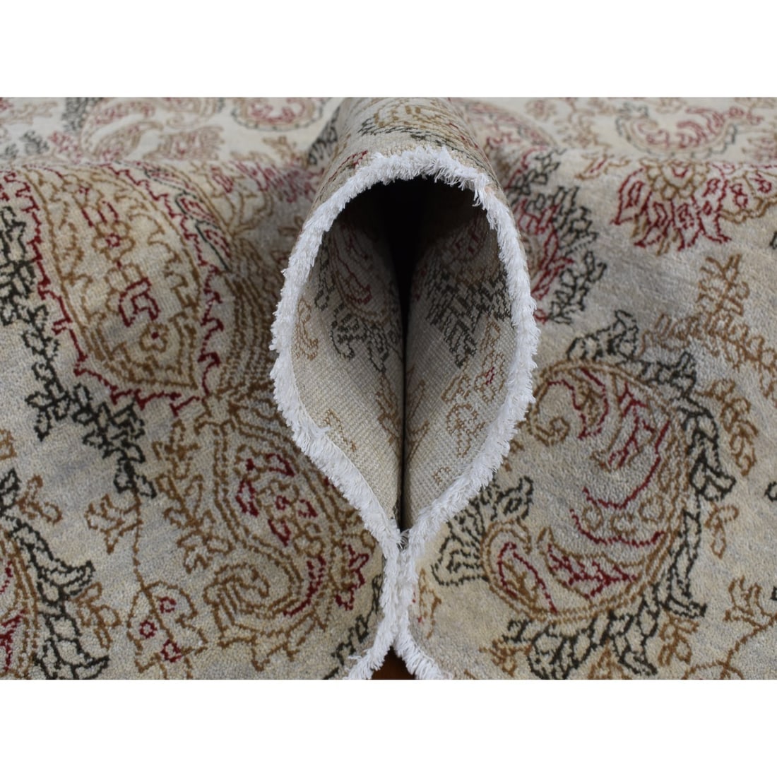 Agreeable Gray, Agra with Paisley Design, 100% Wool, Hand Knotted, Rug - 6