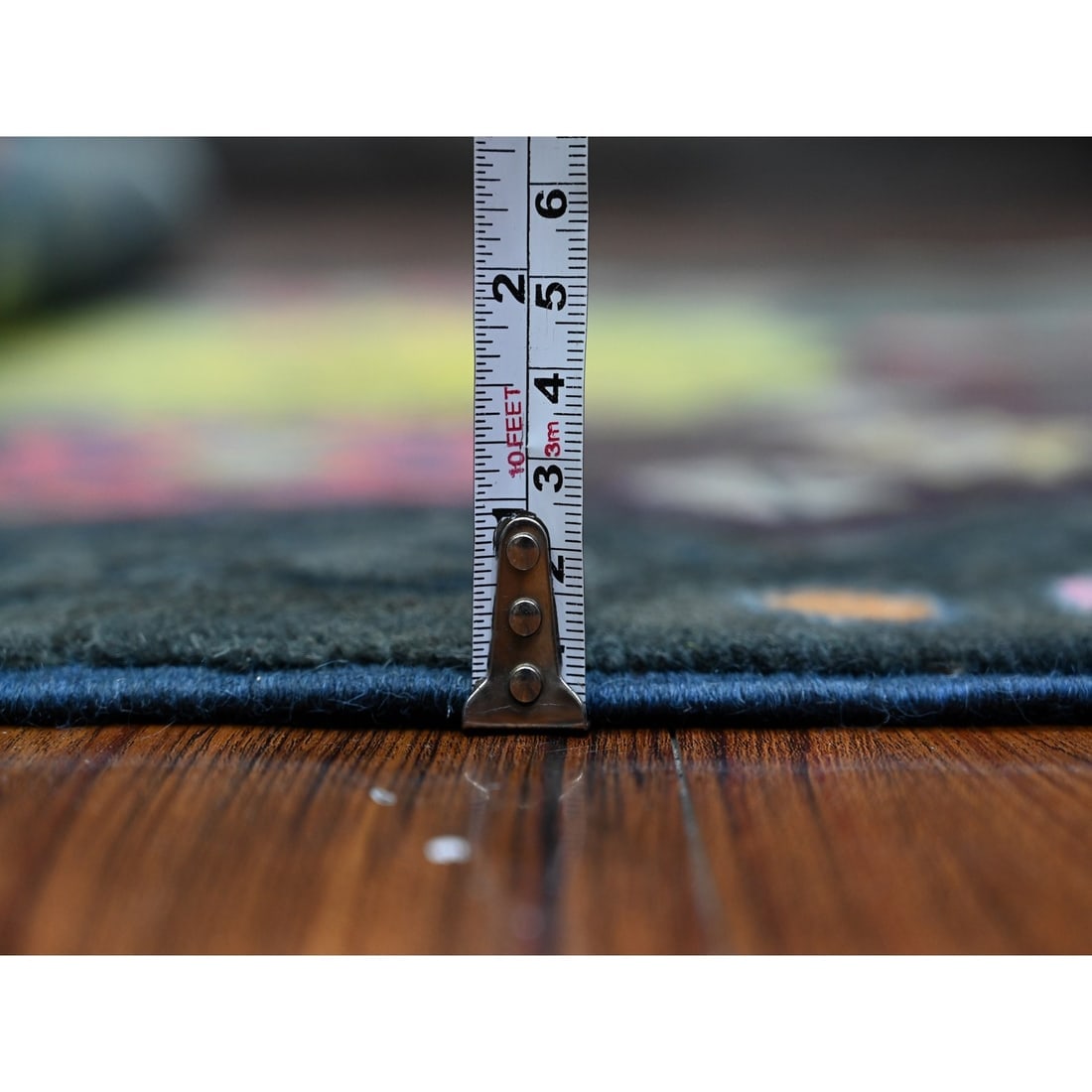 Space Black Fusion Kazak Caucasian Elements Design Oriental Rug - 5