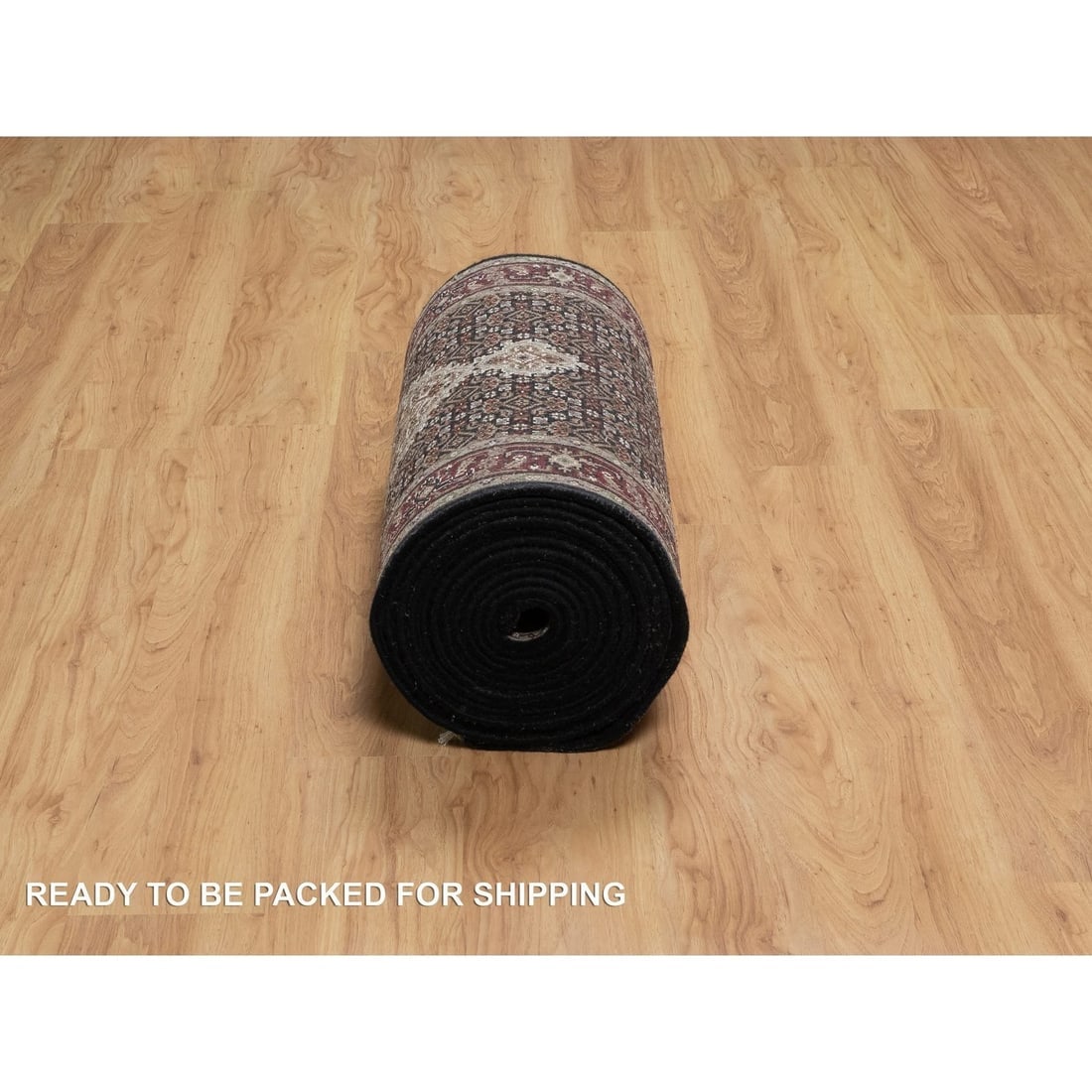 Black Tabriz Mahi with Fish Design Hand Knotted Pure Wool Runner Rug - 6