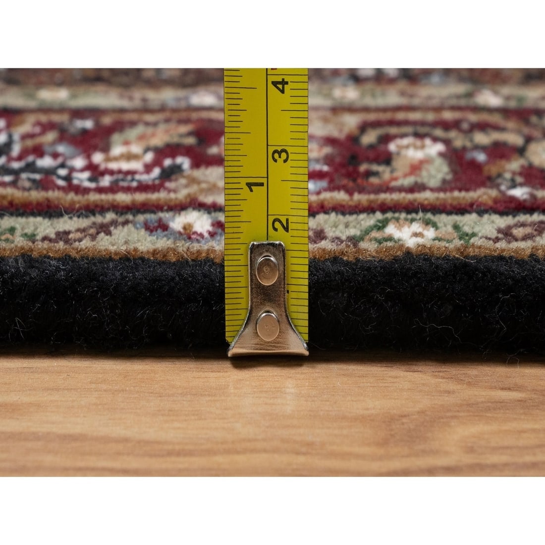 Black Tabriz Mahi with Fish Design Hand Knotted Pure Wool Runner Rug - 7