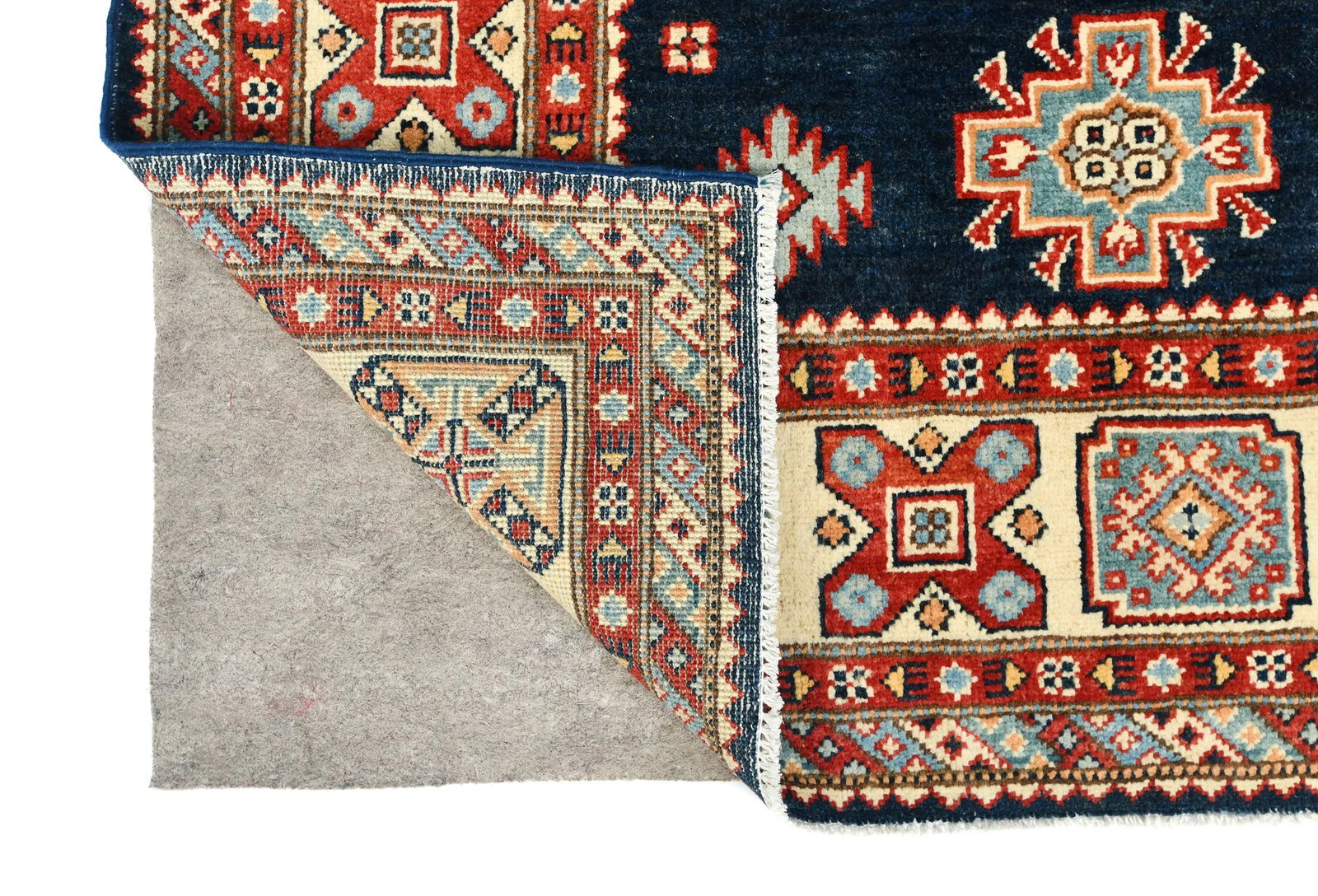 Dark Navy Tribal Geometric 6X9 Kazak Pakistan Rug - 11